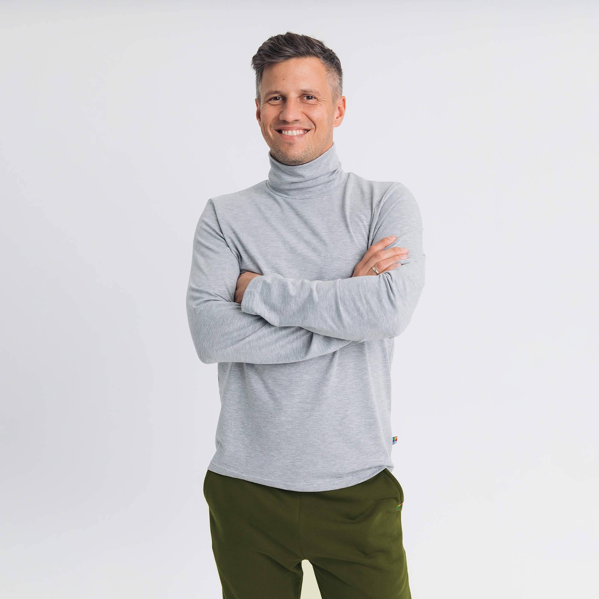 Grey melange turtleneck Men