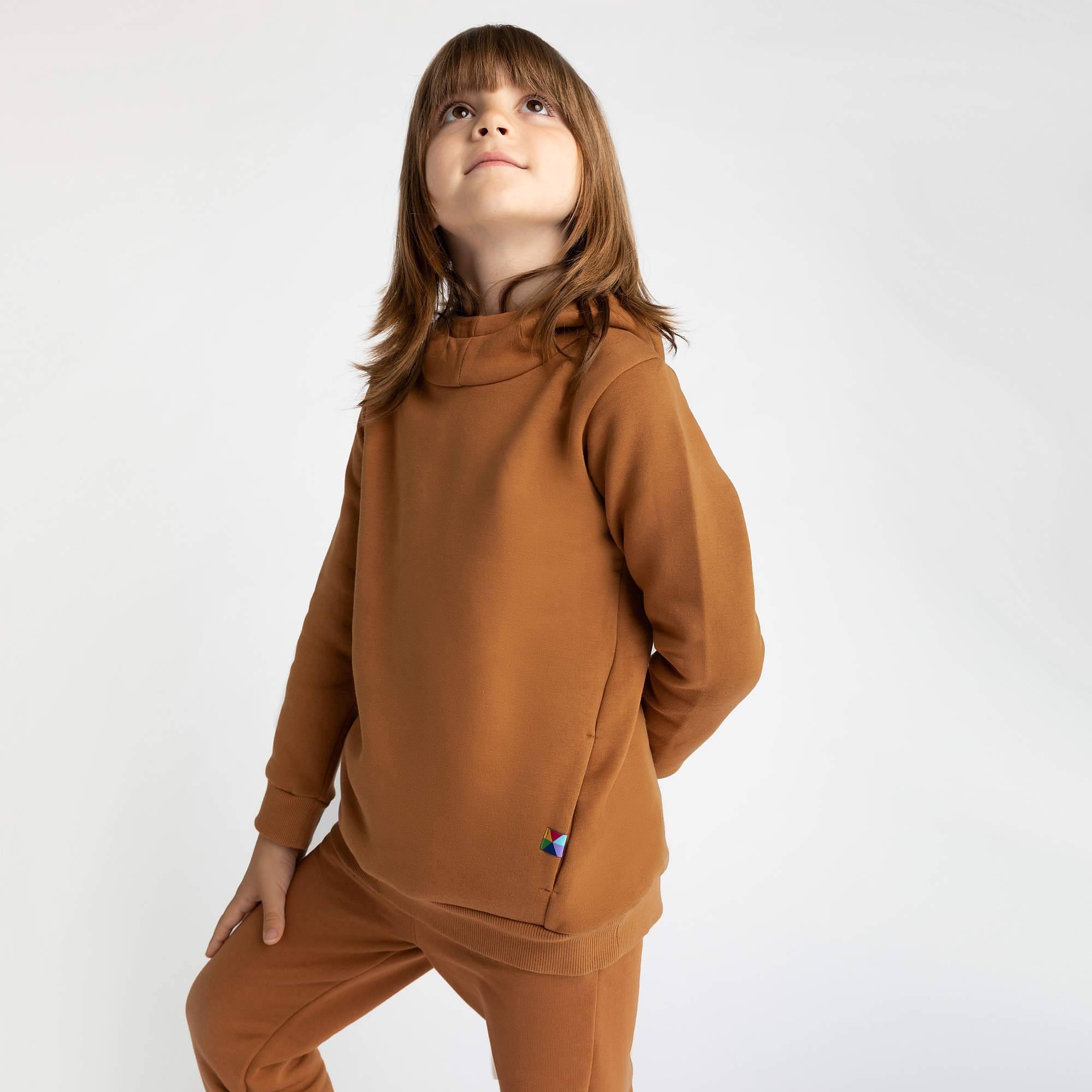 Caramel fleece-lined pullover hoodie