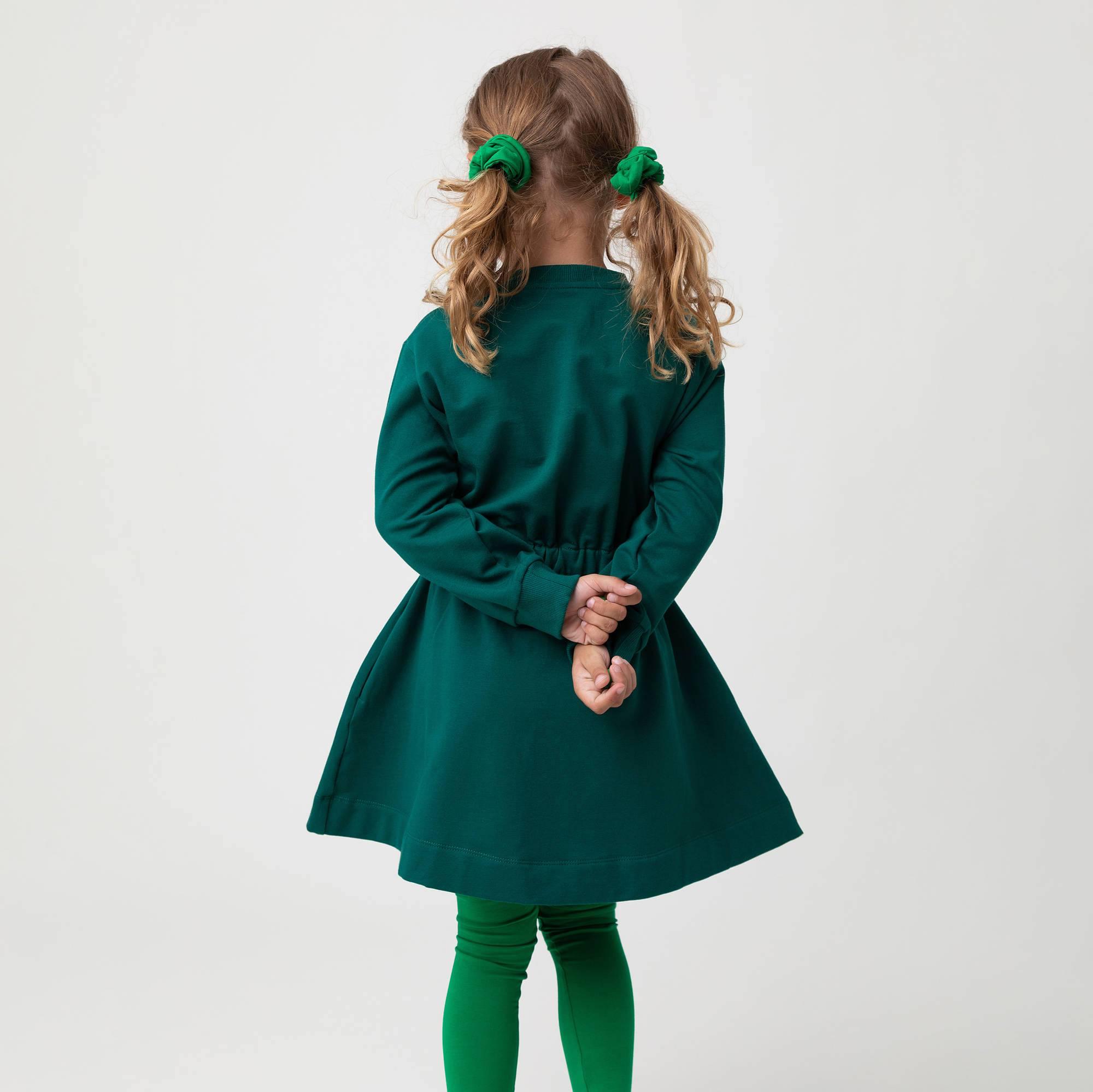 Bottle-green fleece longsleeve dress