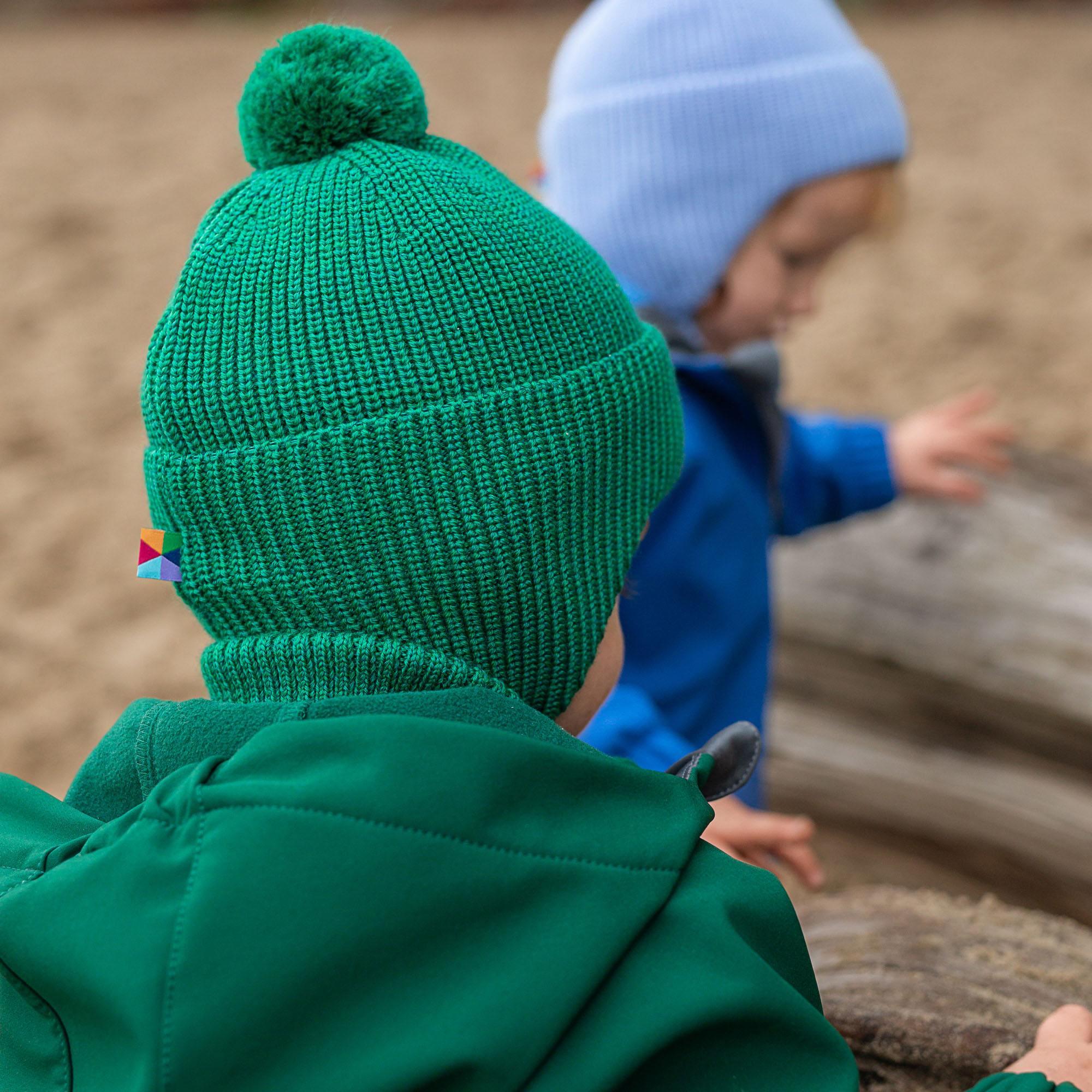 Bottle-green merino wool hat Baby