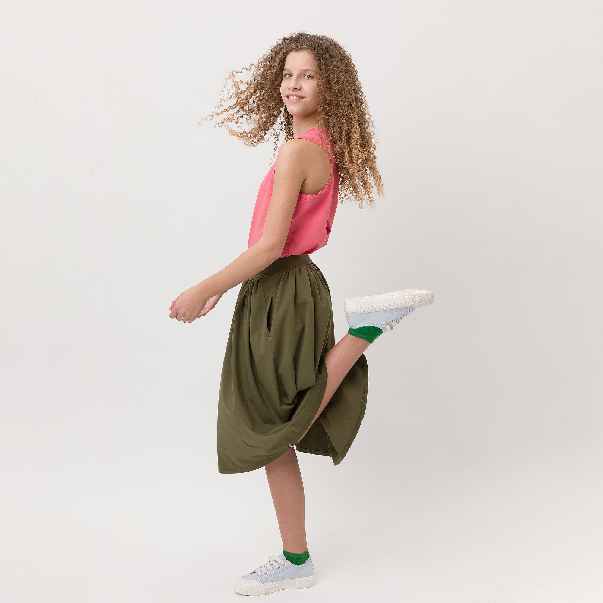 Khaki midi skirt with pockets Junior