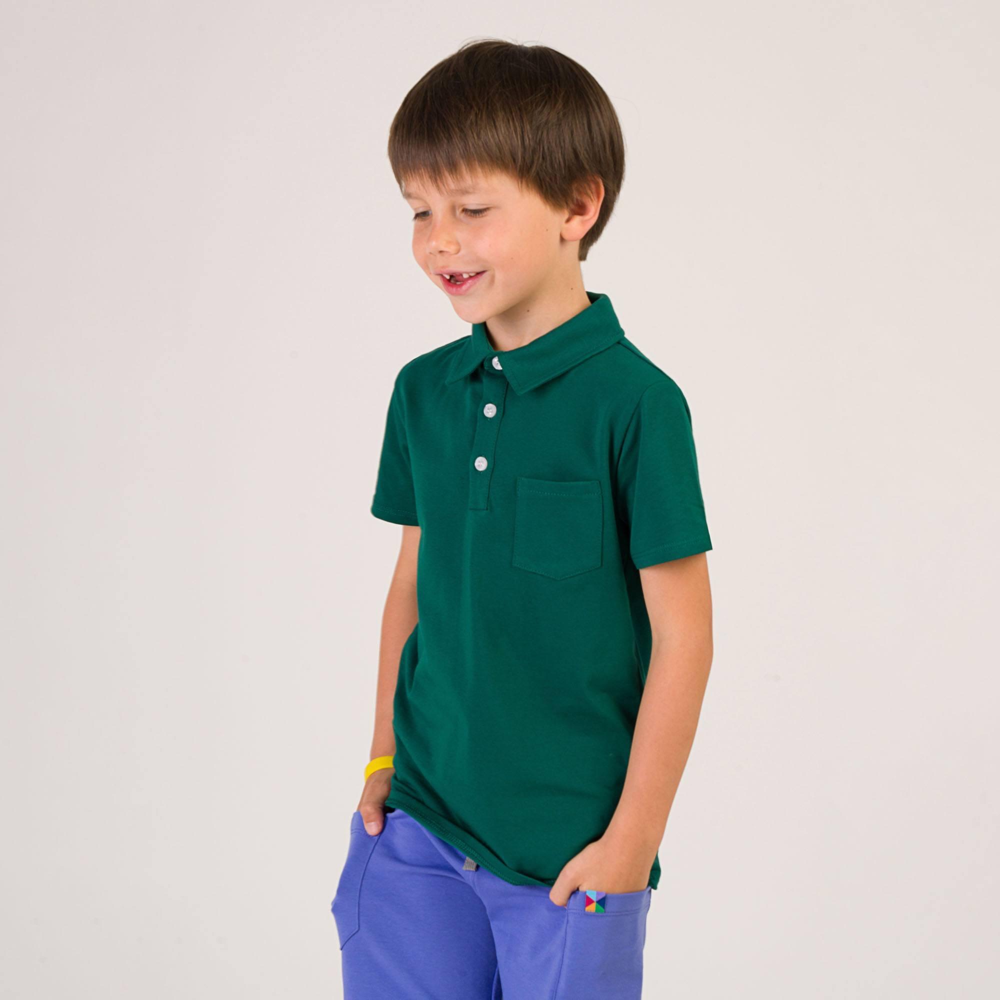 Bottle-green polo T-shirt