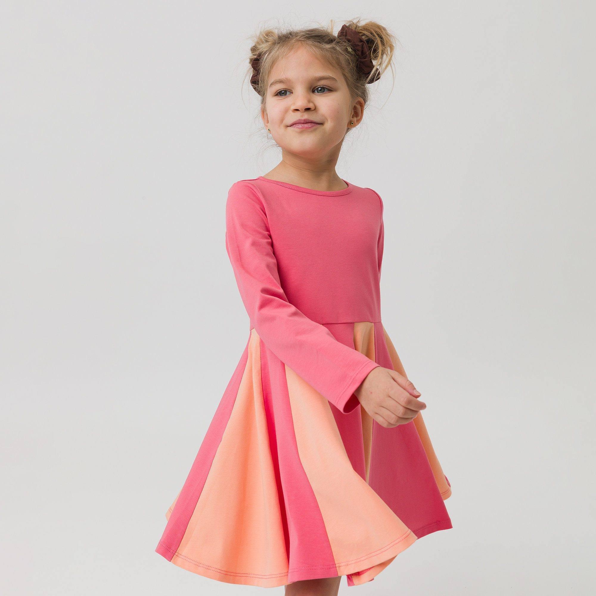 Coral - apricot two-tone frill dress