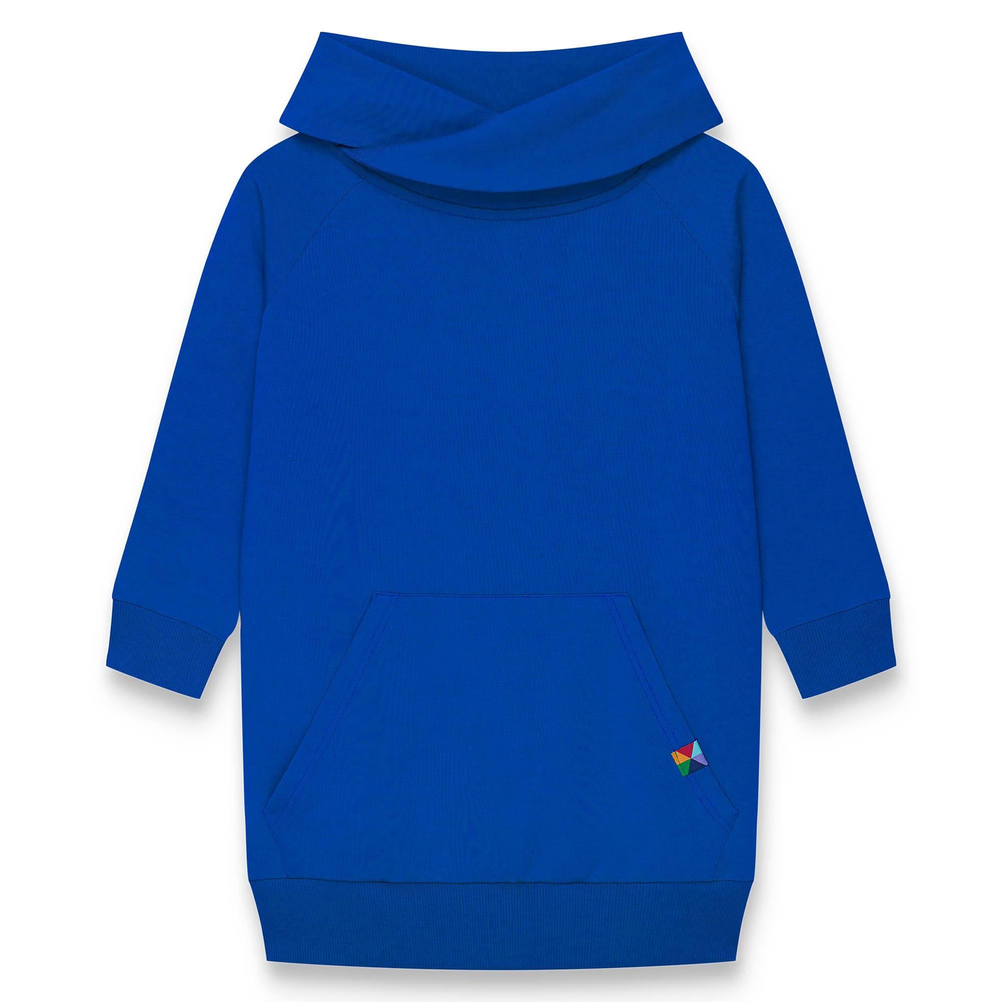 Blue long funnel neck pullover sweatshirt