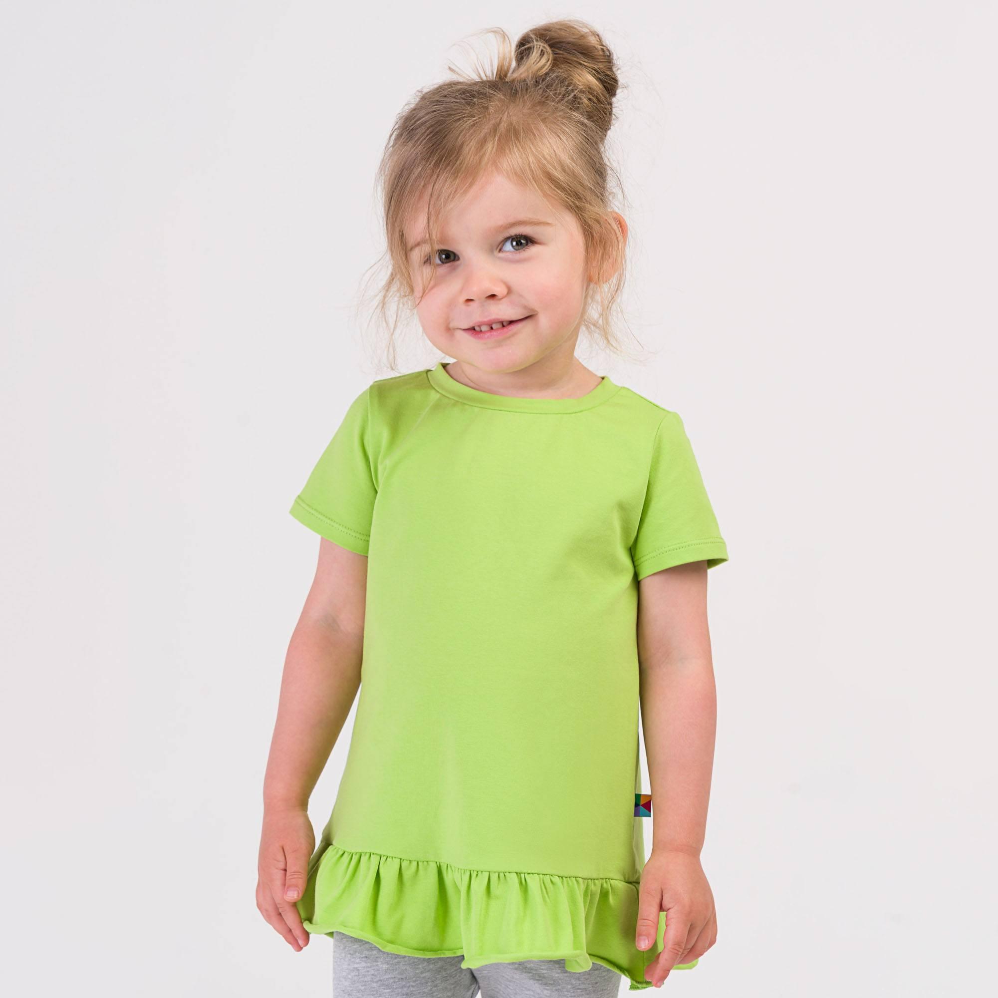 Lime green ruffle short sleeve blouse