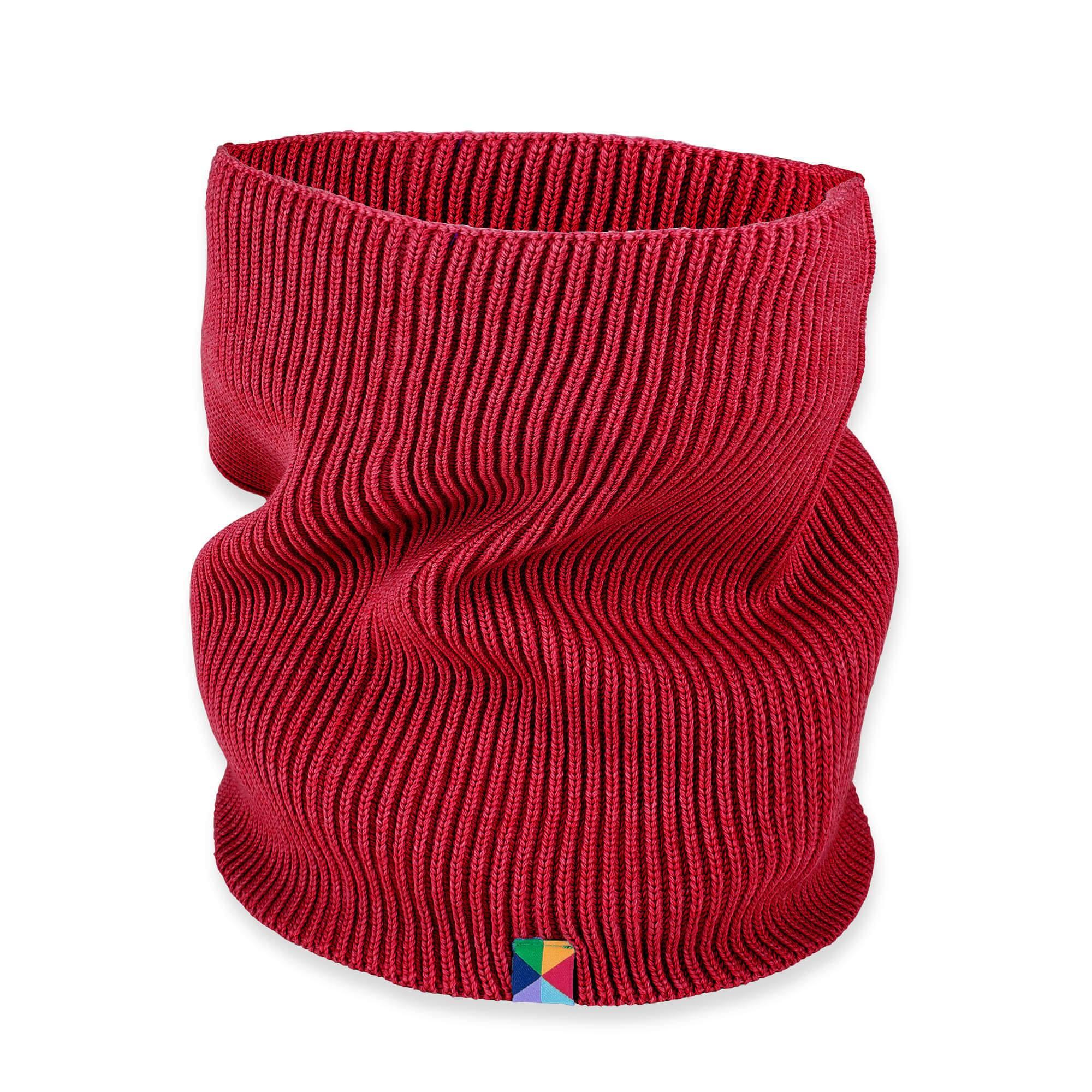 Red merino wool neck warmer adults