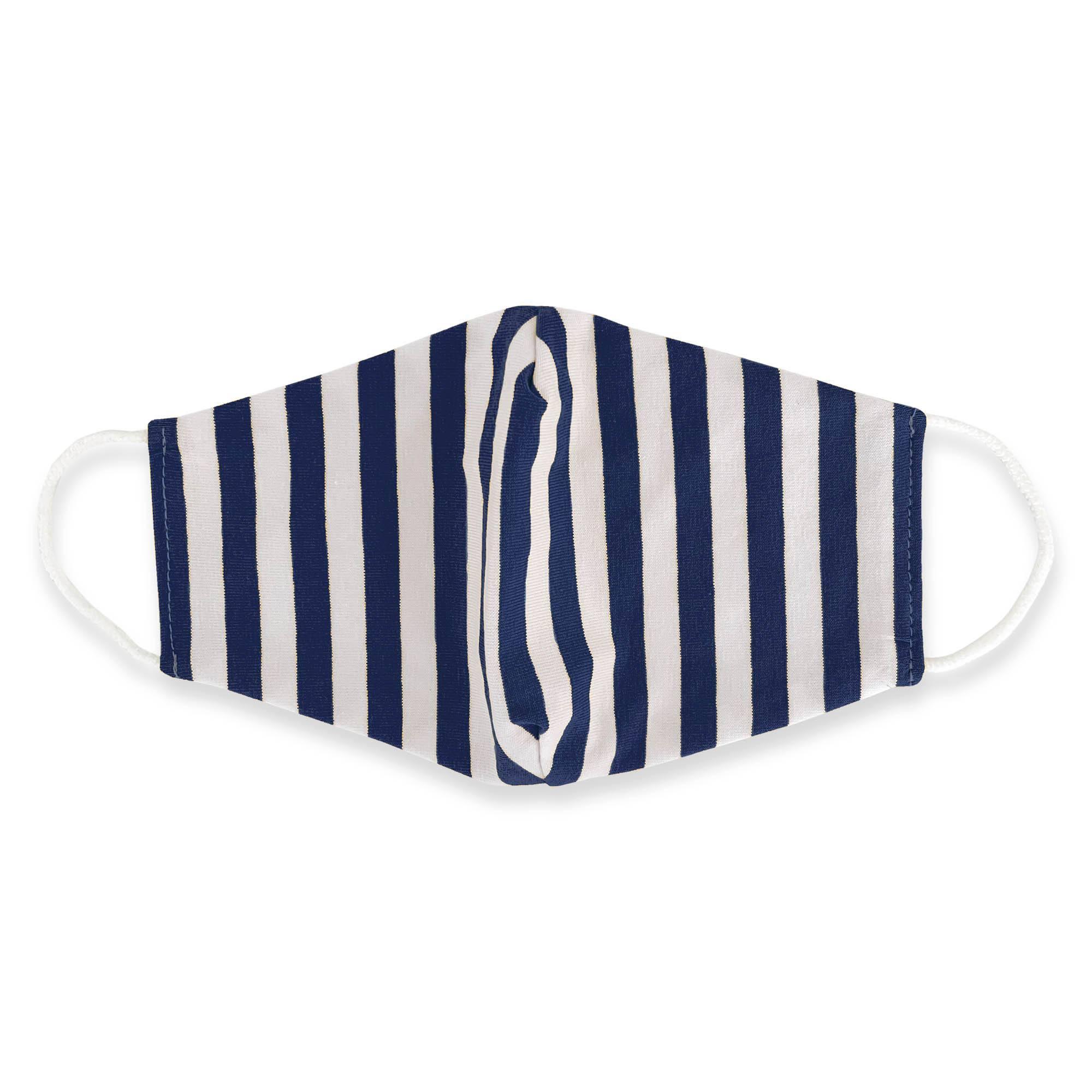 Navy blue stripes cotton face mask