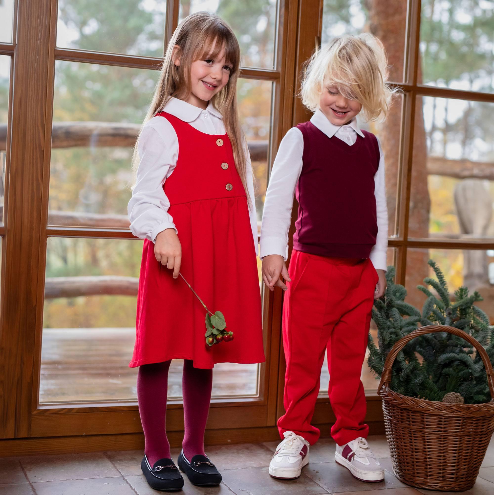 Red creased trousers