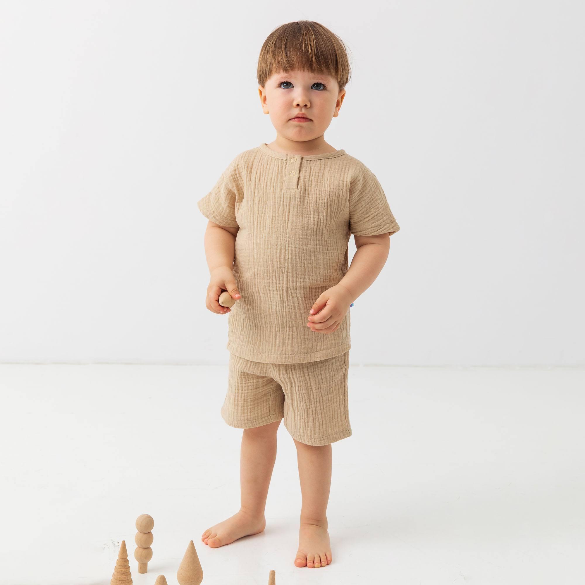 Beige muslin shorts Baby