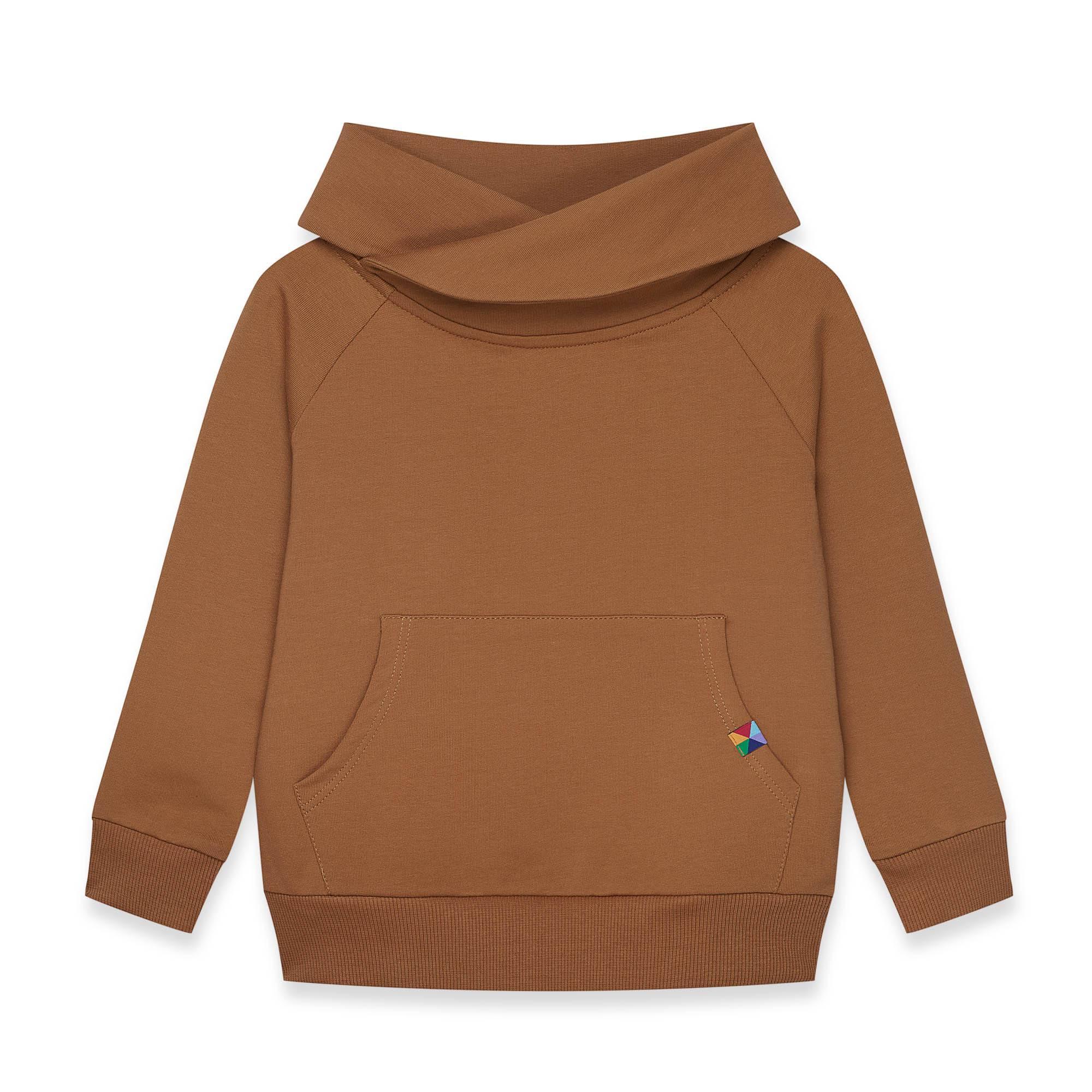 Caramel funnel neck pullover sweatshirt