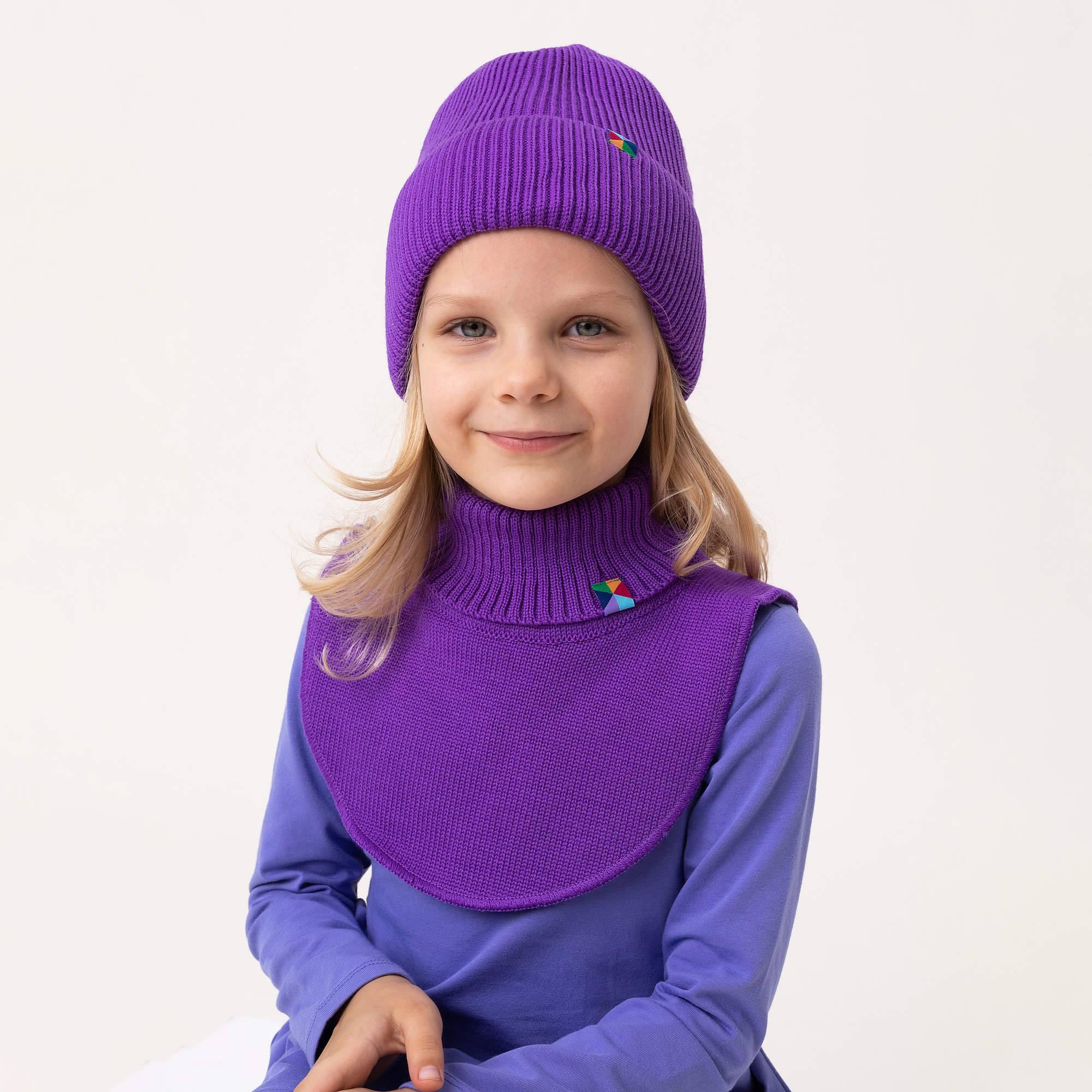 Violet merino wool hat kids