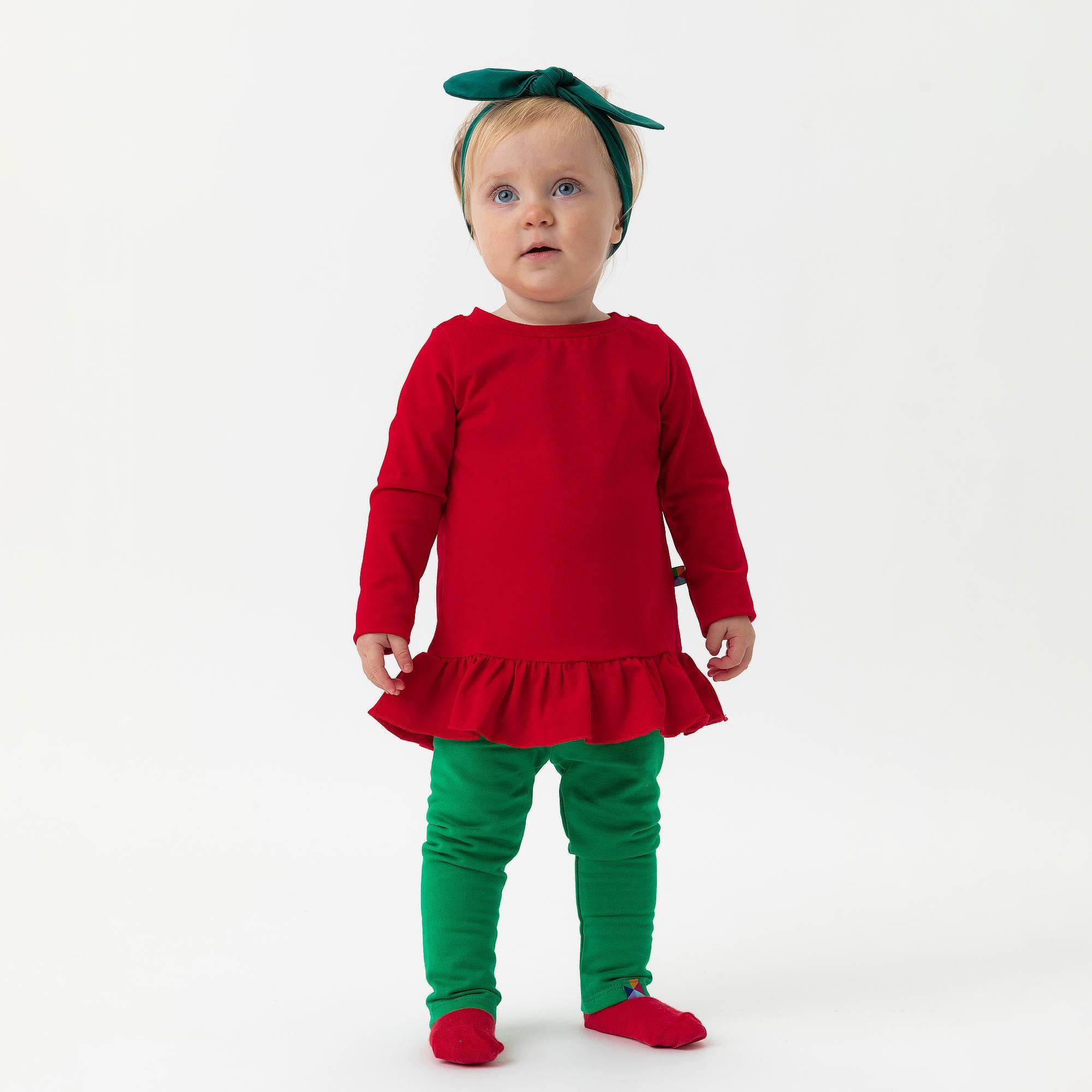 Green fleece-lined leggings Baby