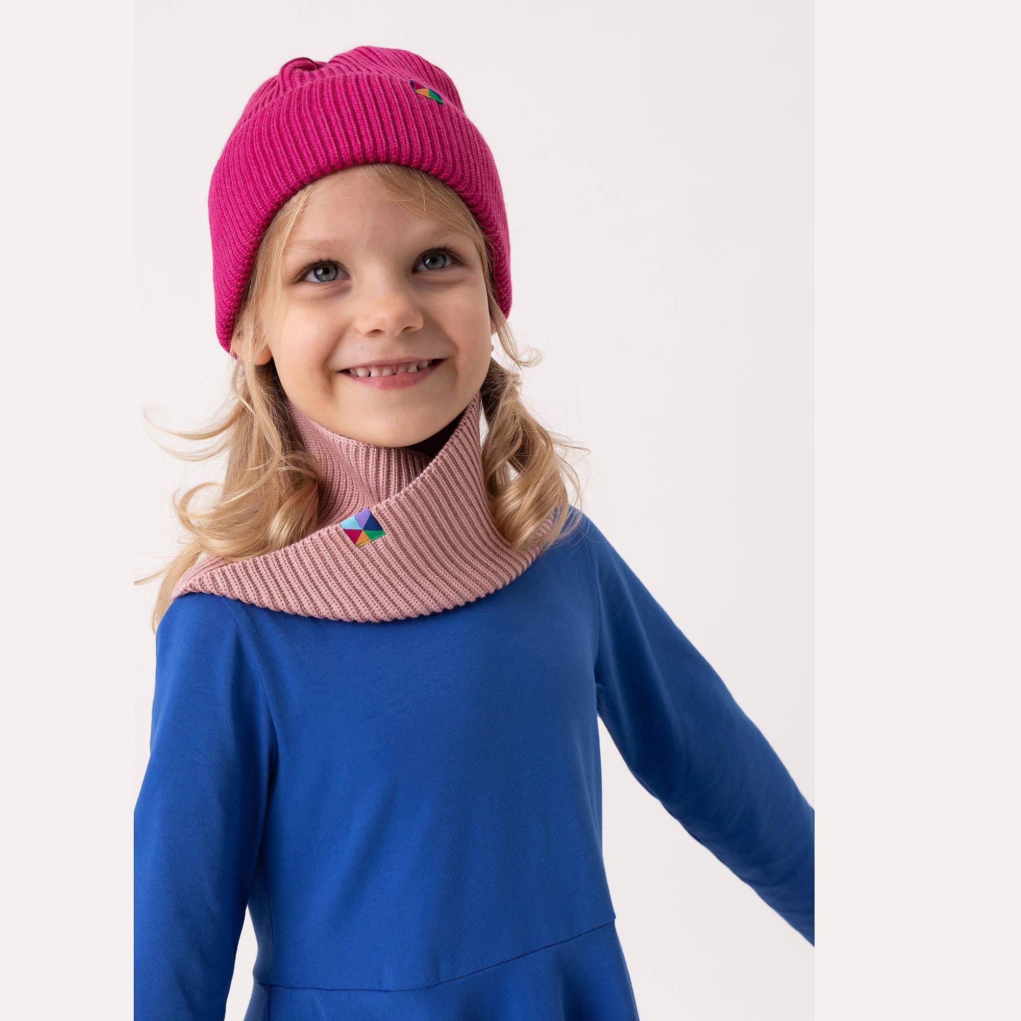 Pink merino wool hat kids