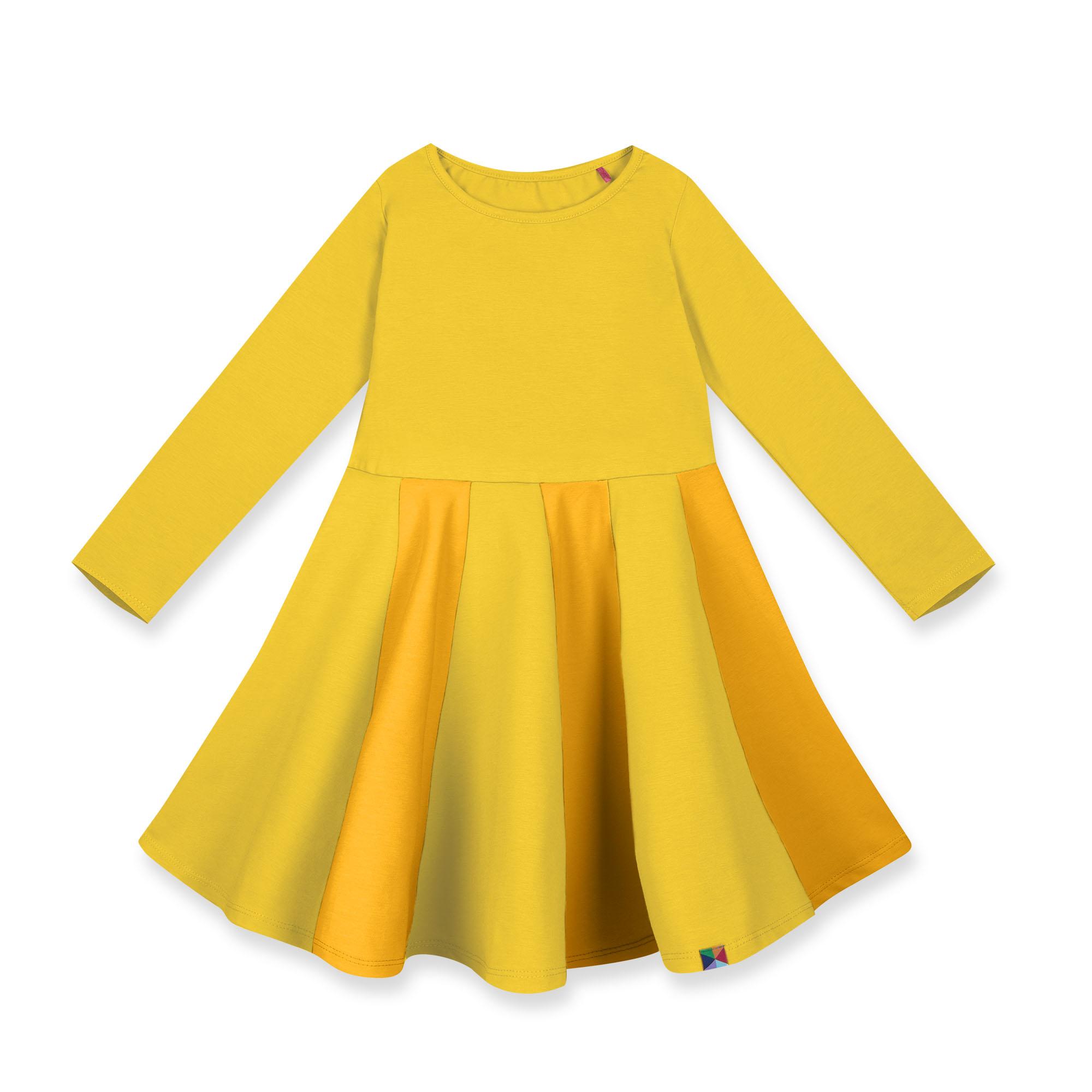 Yellow - mustard two-tone frill dress