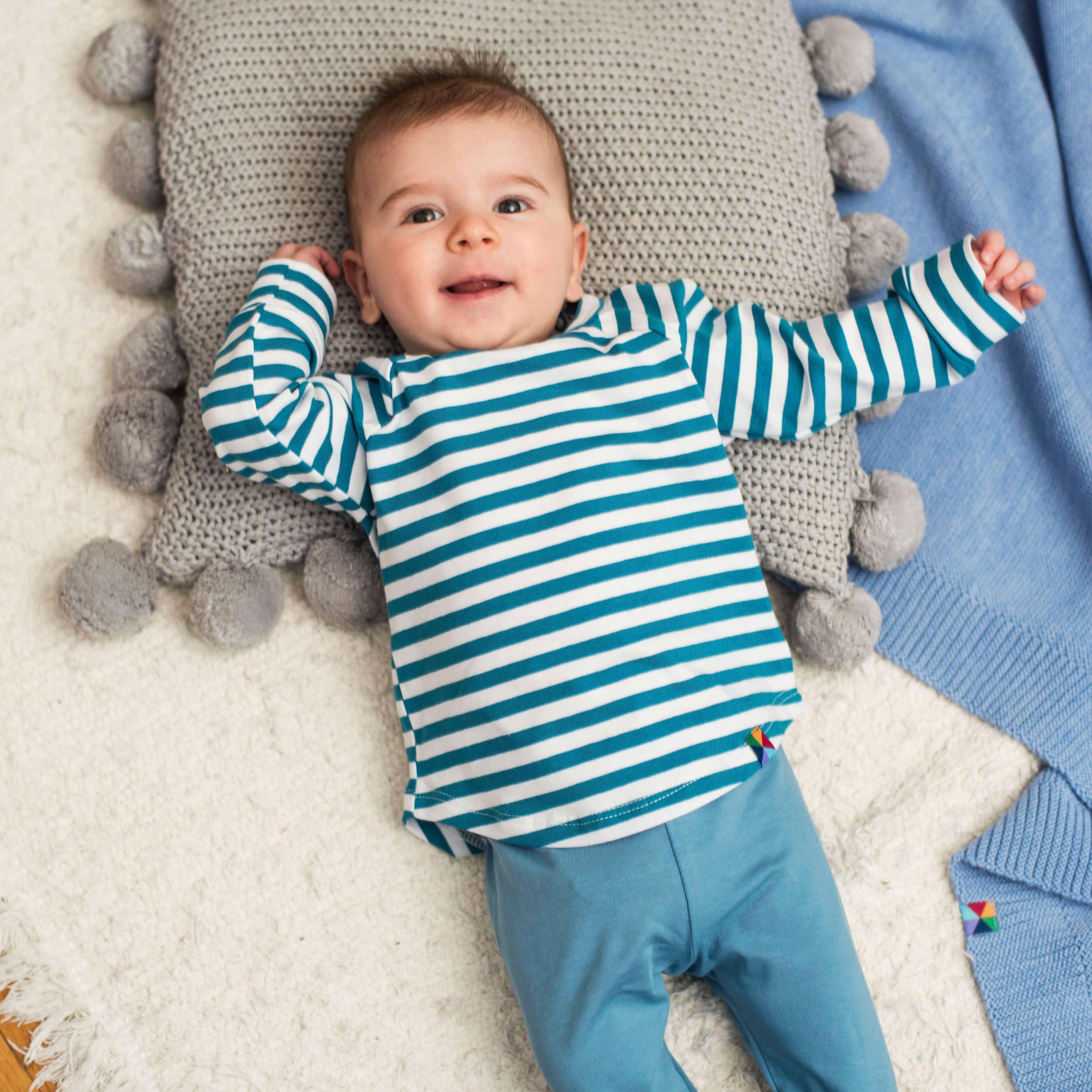 Turquoise stripes longe sleeve shirt Baby