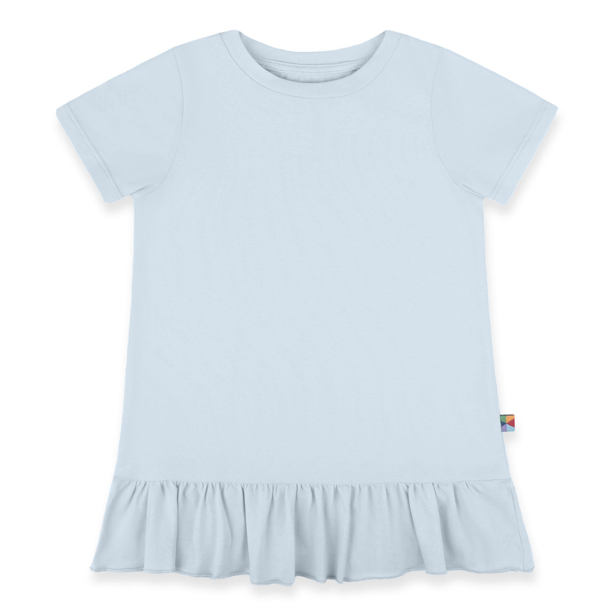 Light blue ruffle short sleeve blouse