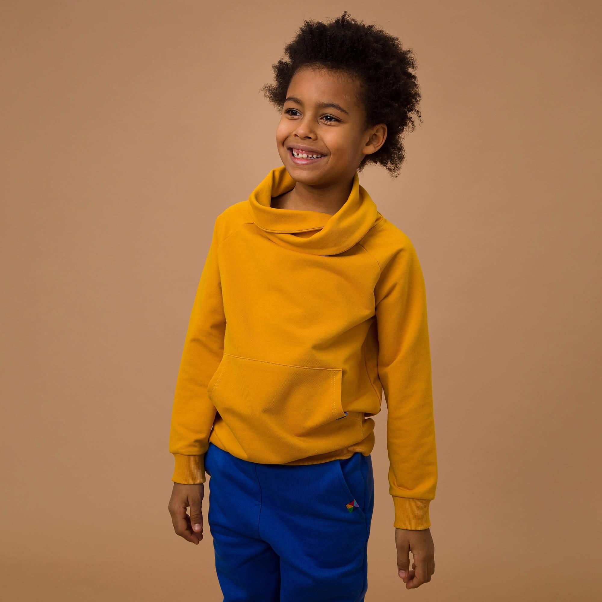 Mustard funnel neck pullover sweatshirt