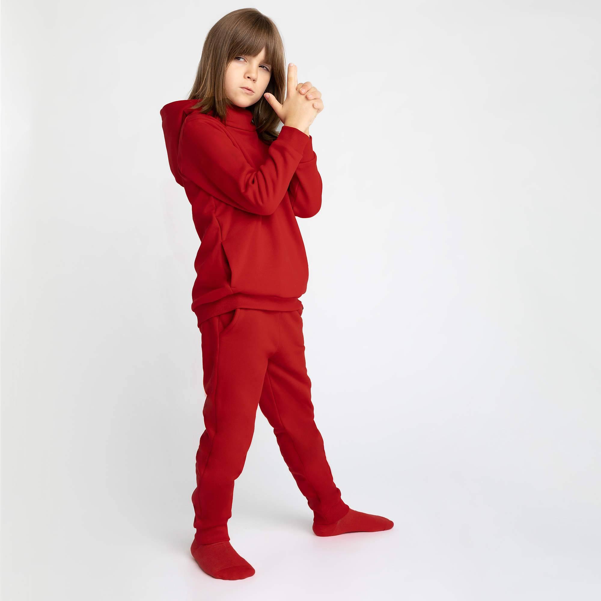 Red fleece-lined joggers kids