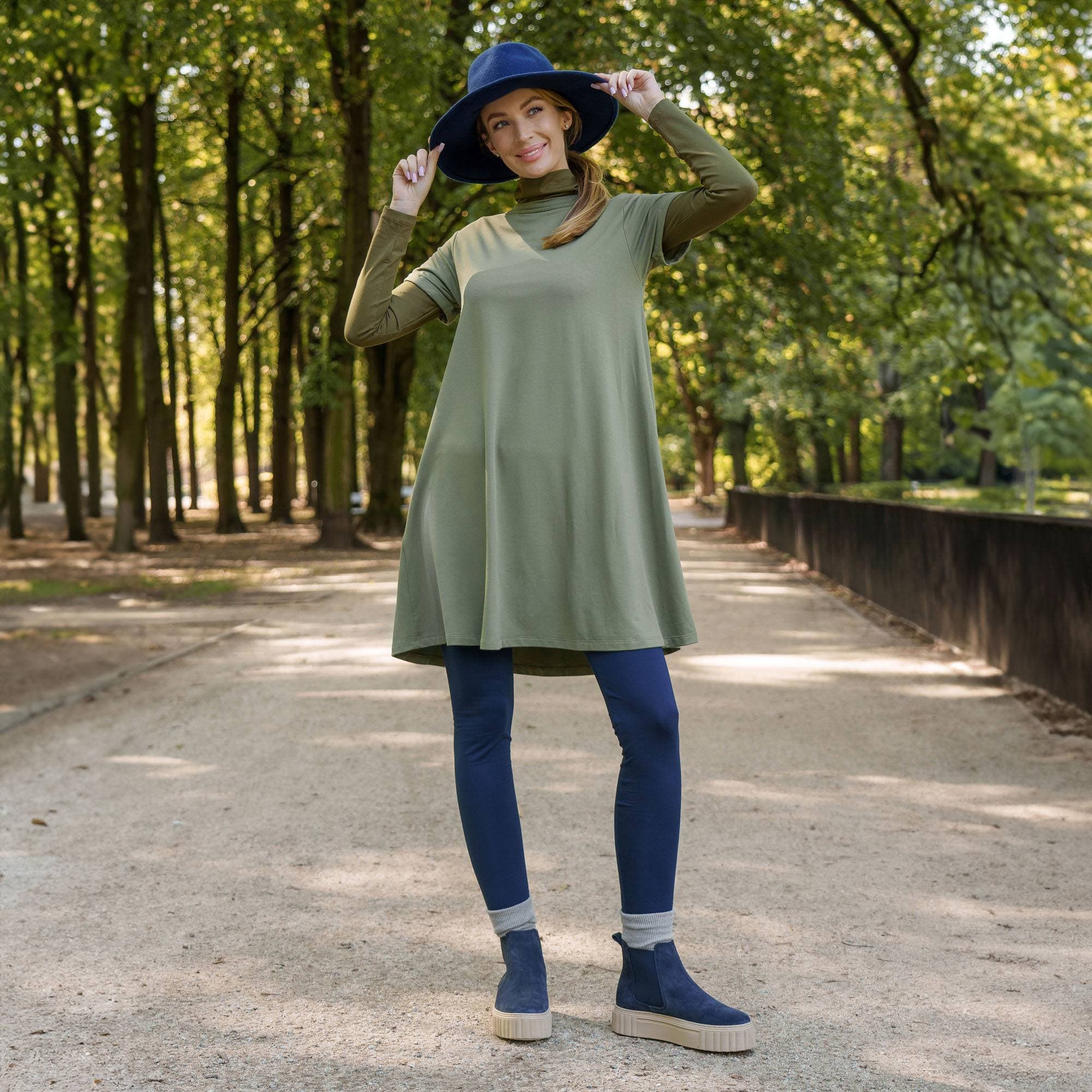 Olive trapeze dress Women