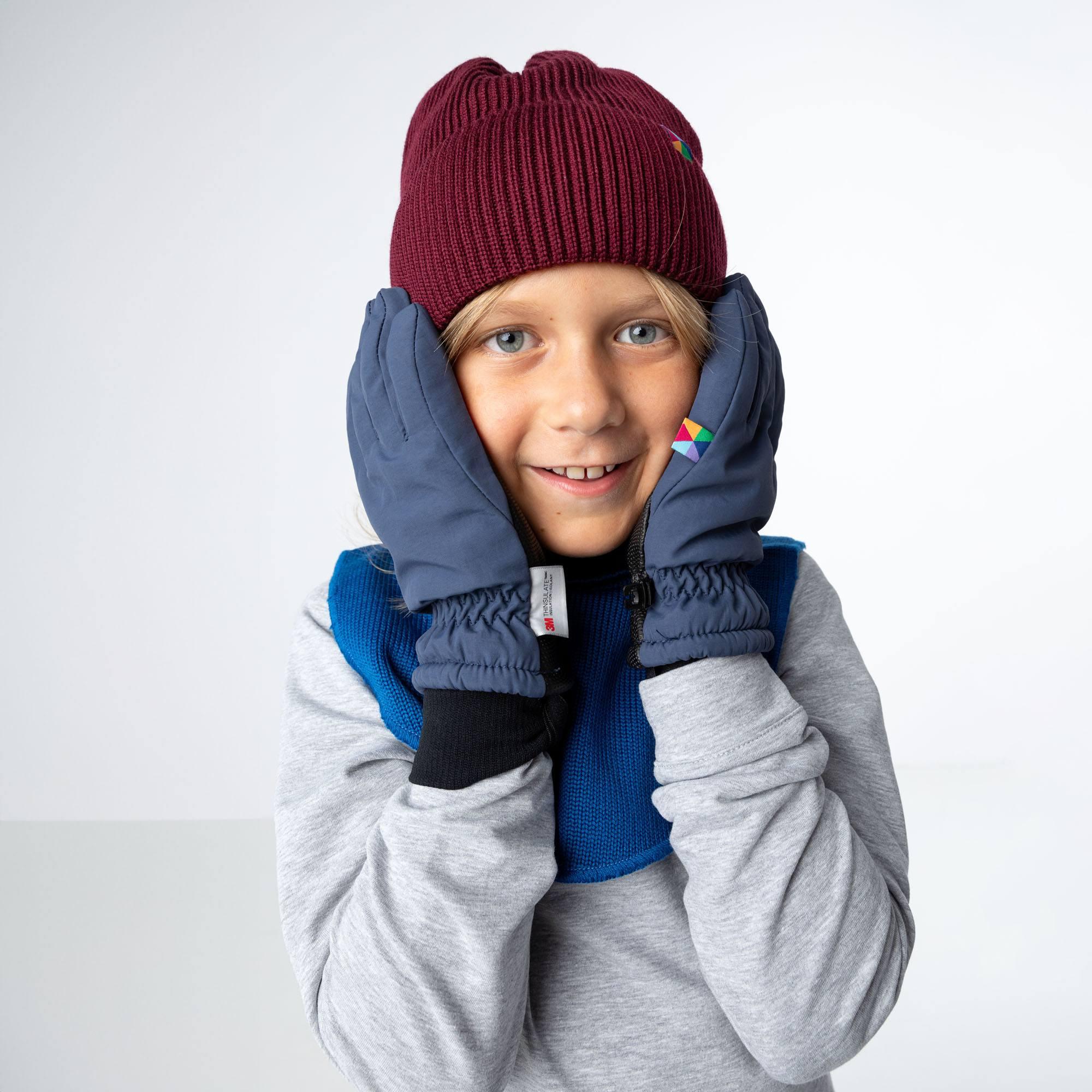 Burgundy merino wool hat kids