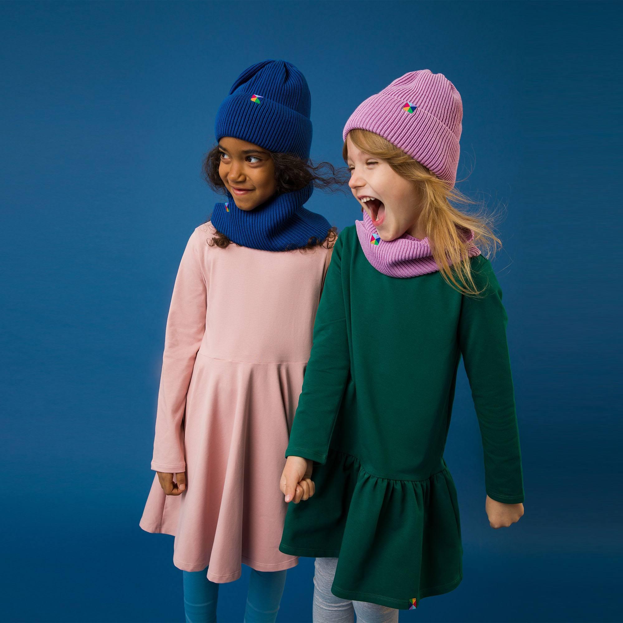 Blue merino wool hat kids