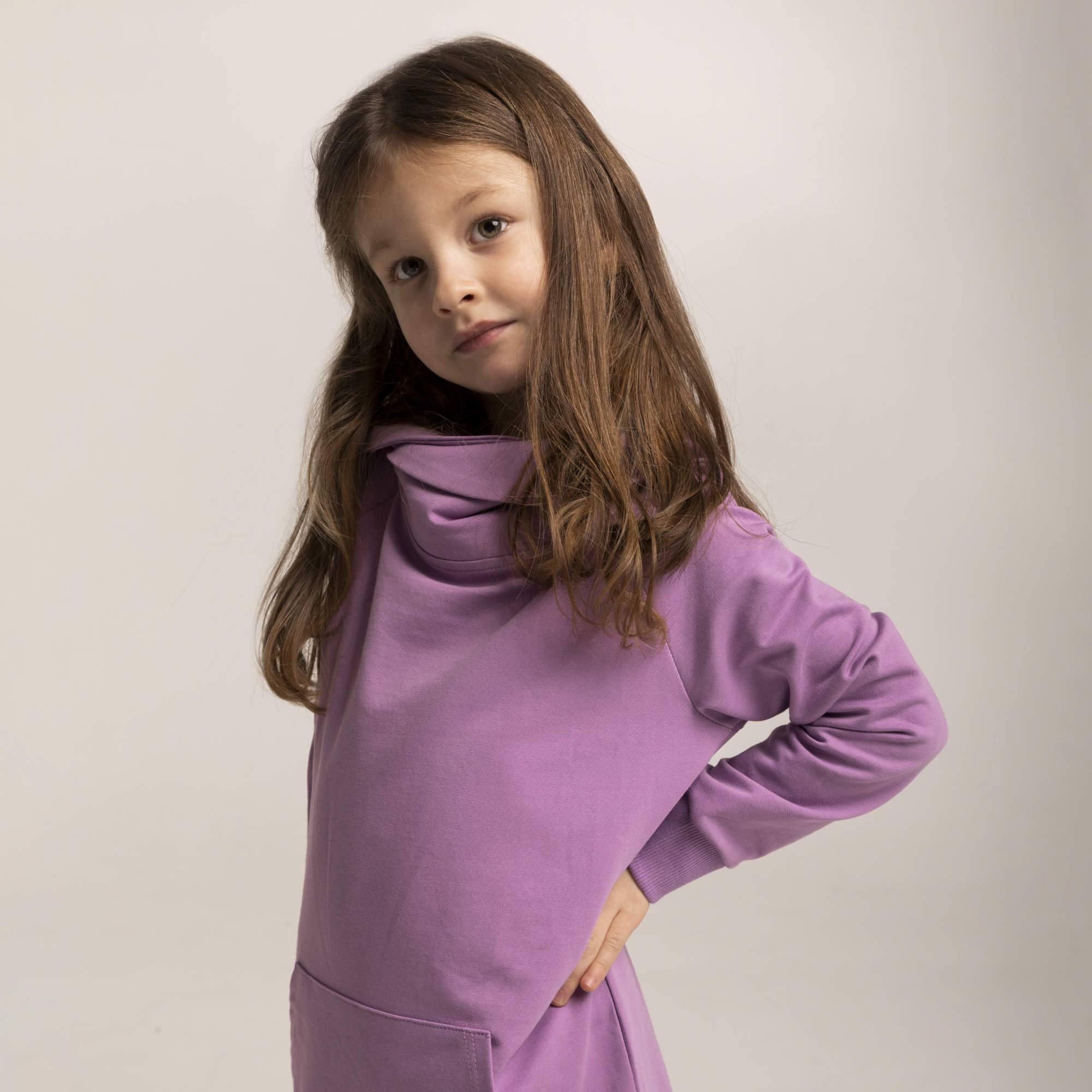 Light purple long funnel neck pullover sweatshirt