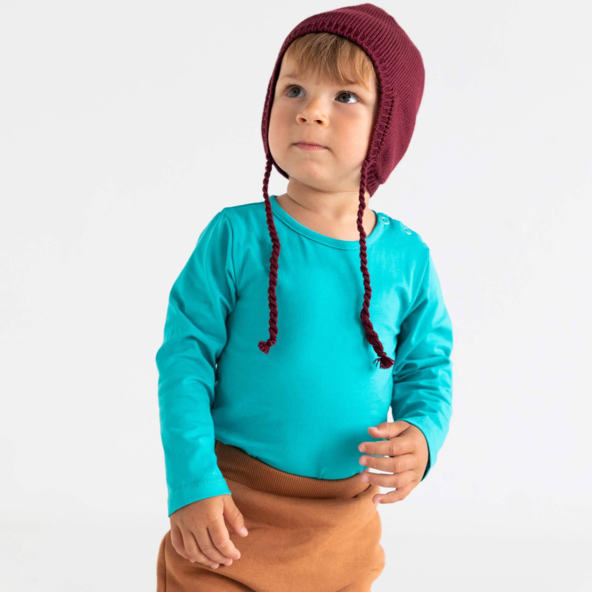 Burgundy merino wool hat Baby