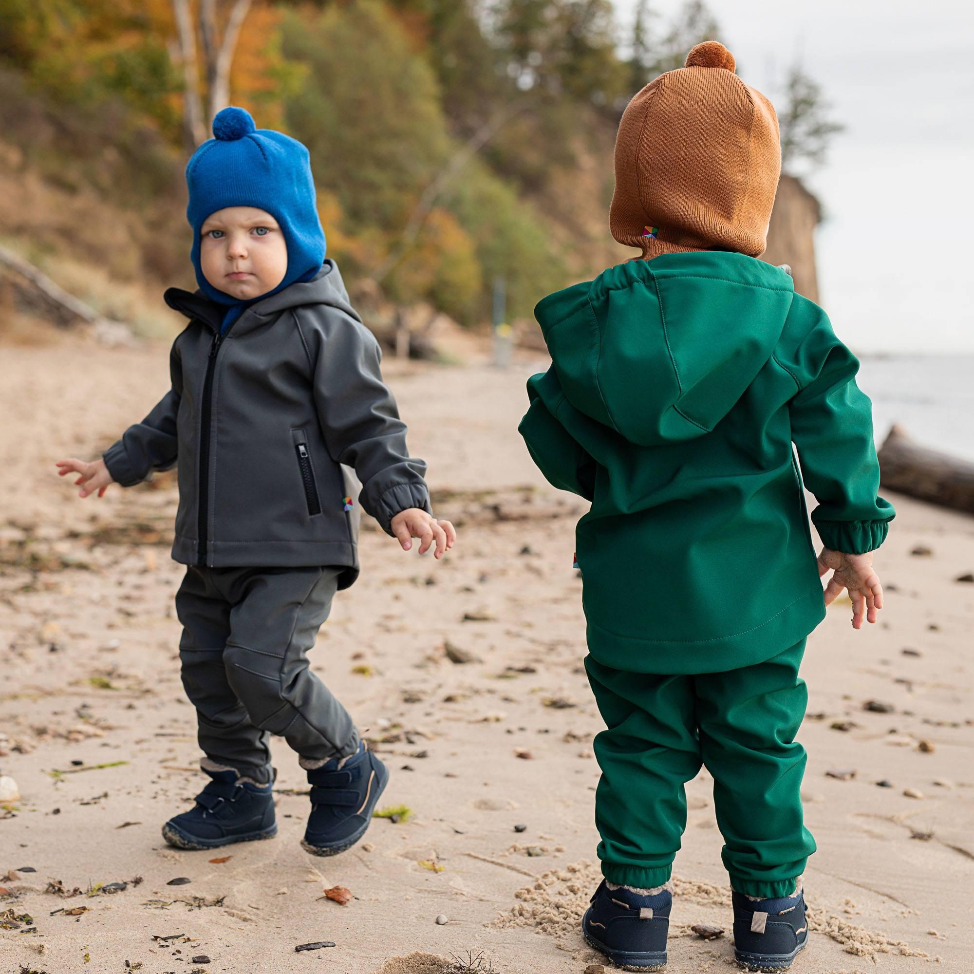 Bottle-green softshell pants Baby