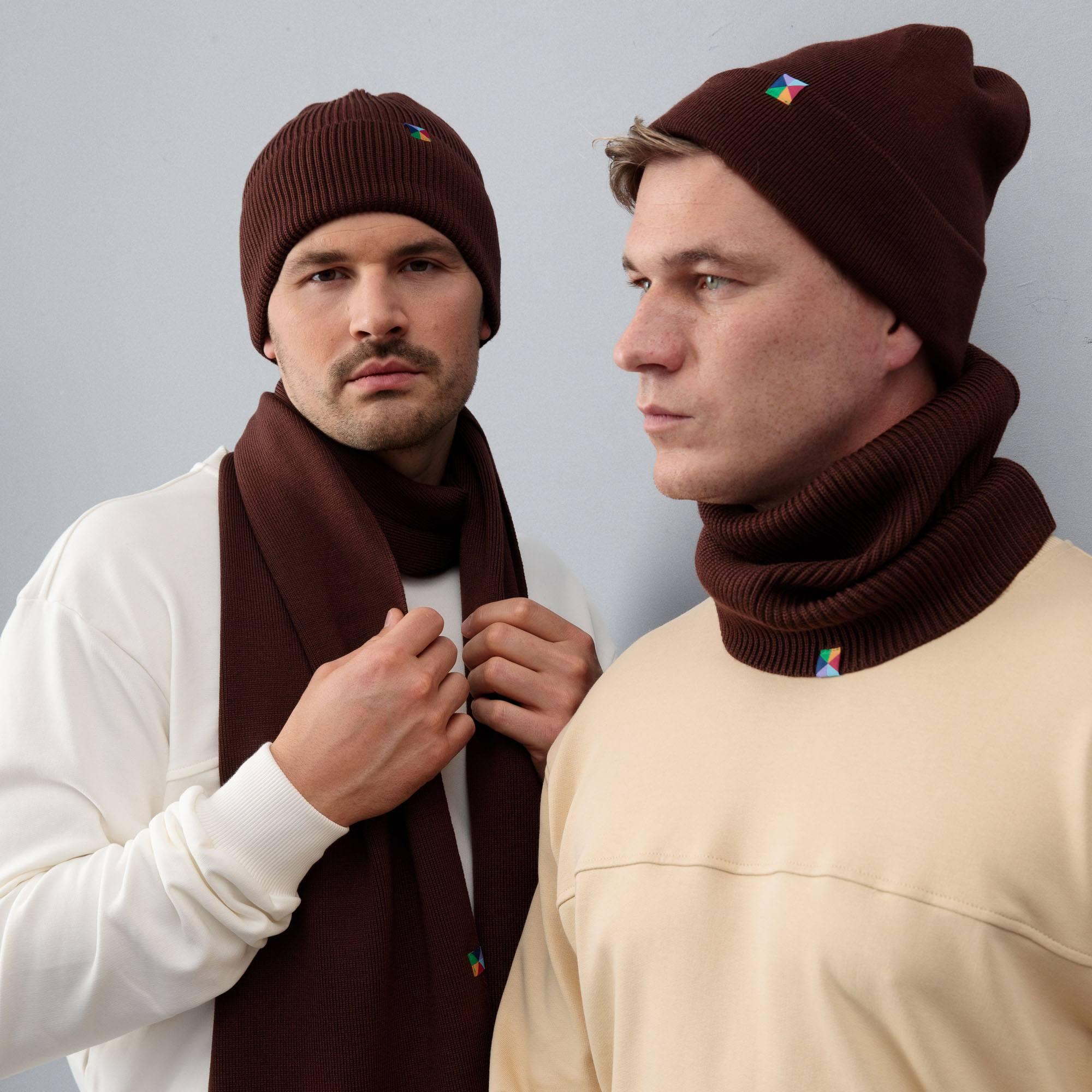 Brown merino wool neck warmer adults