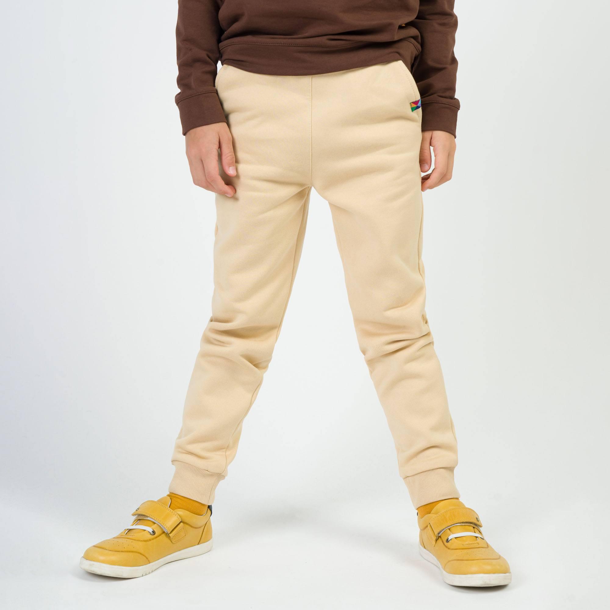 Beige fleece-lined joggers kids