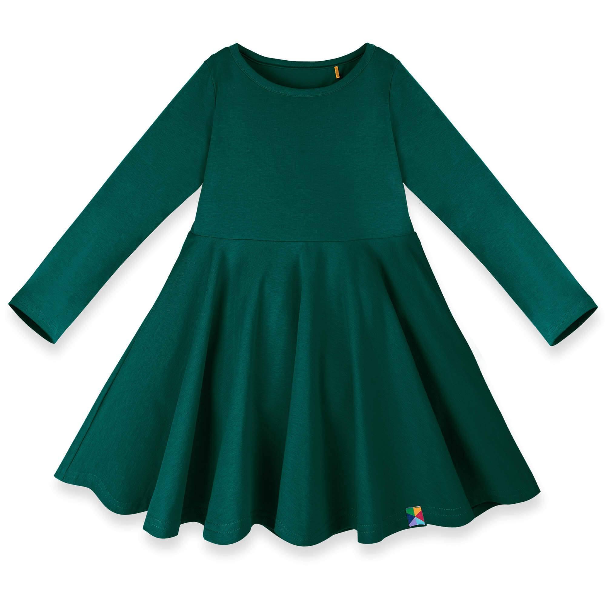 Bottle-green long sleeve dress