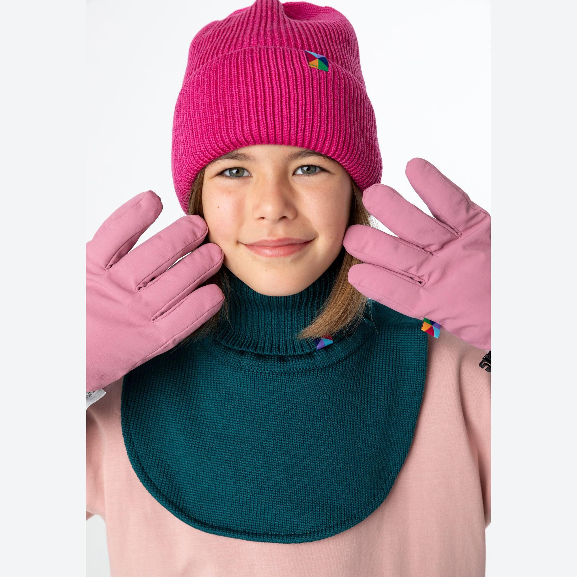 Bottle-green merino wool neck warmer kids