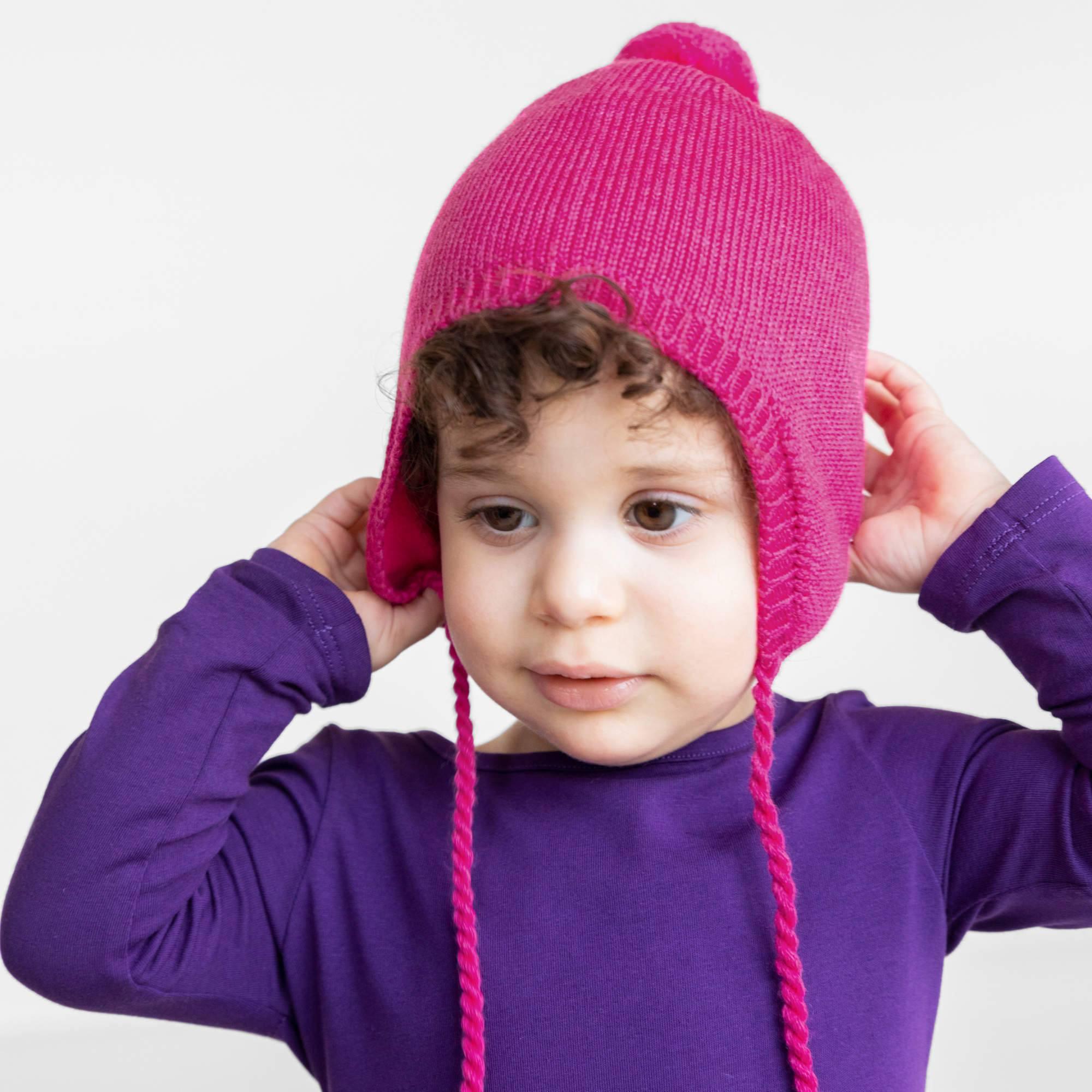 Pink merino wool hat Baby