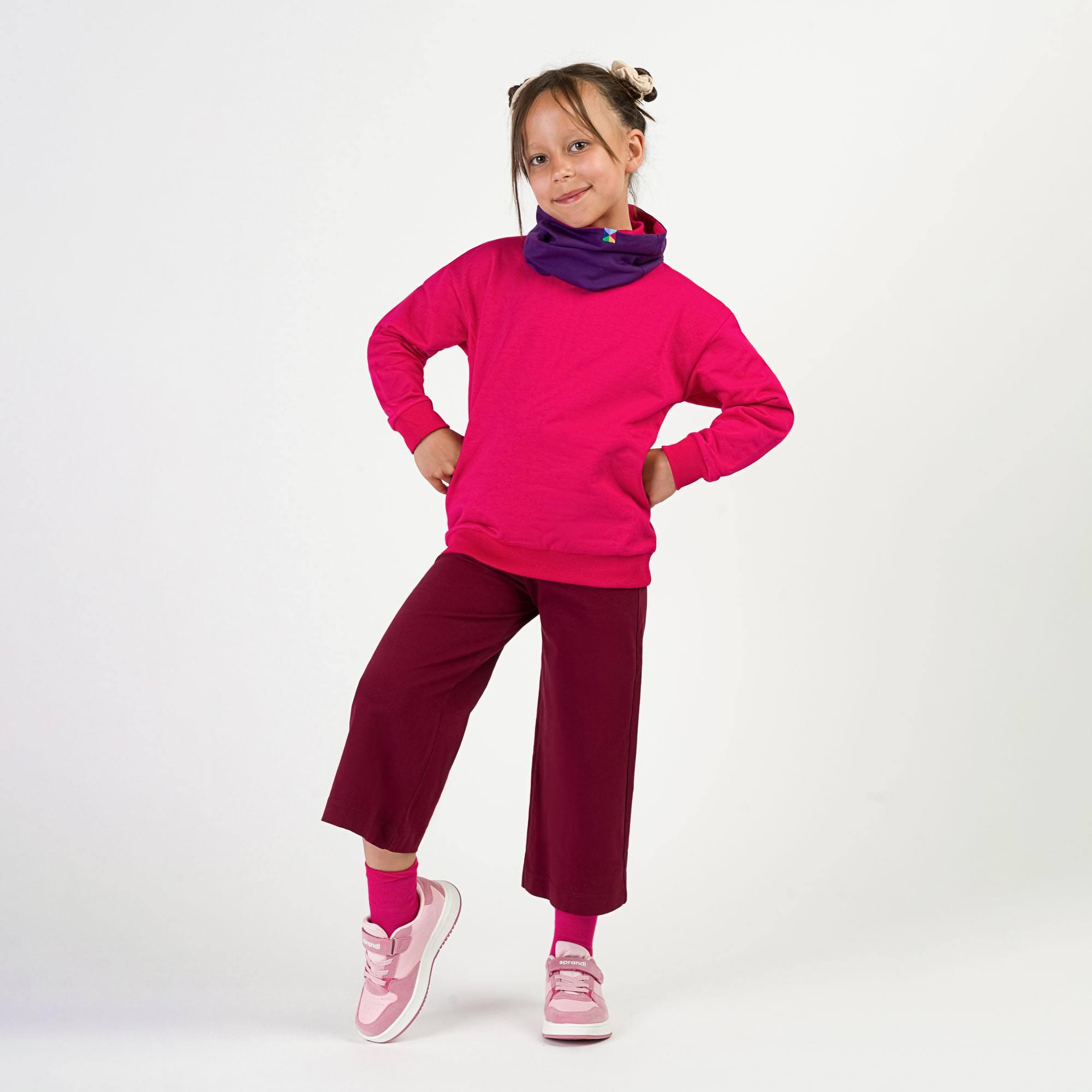 Pink fleece-lined sweatshirt