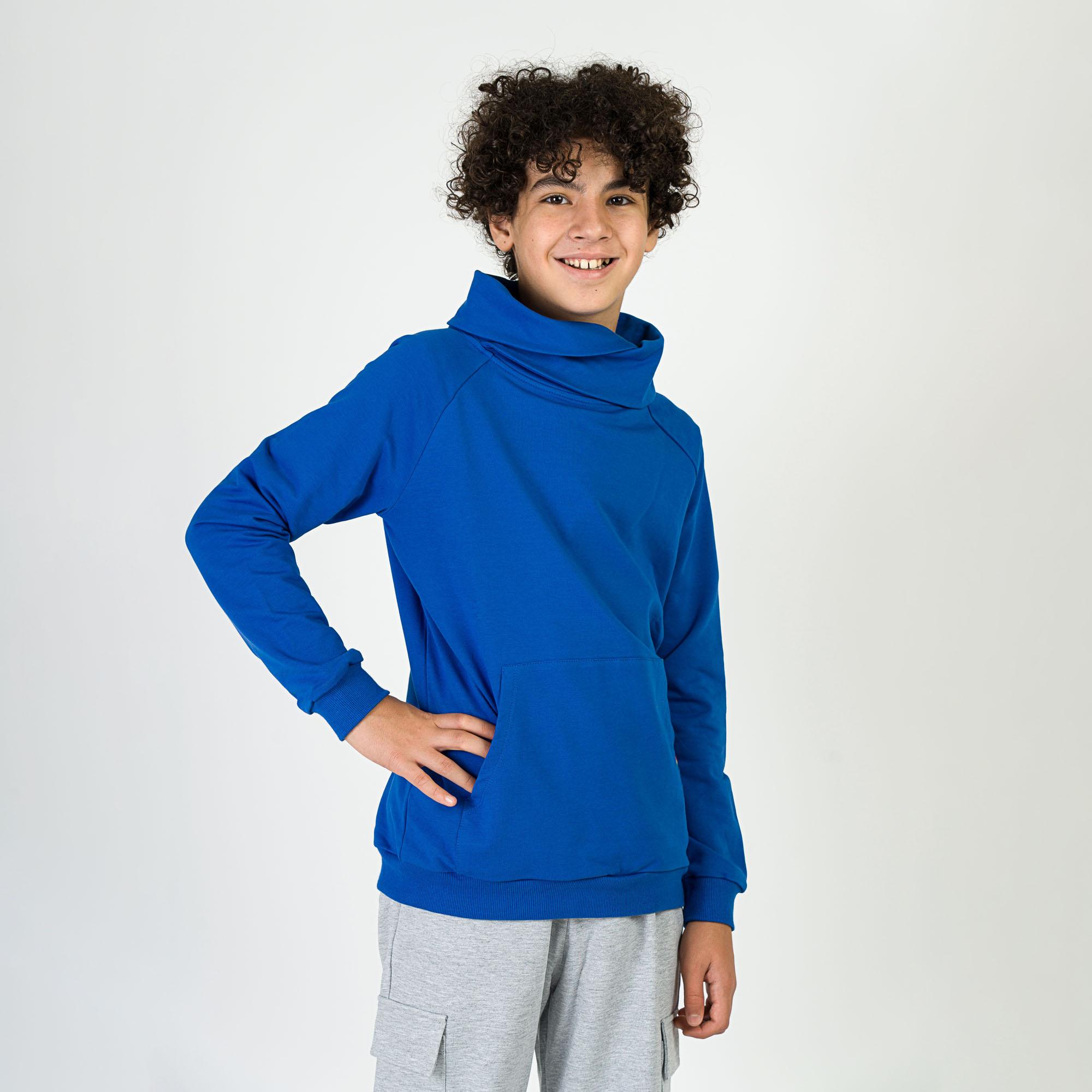 Blue funnel neck pullover sweatshirt Junior