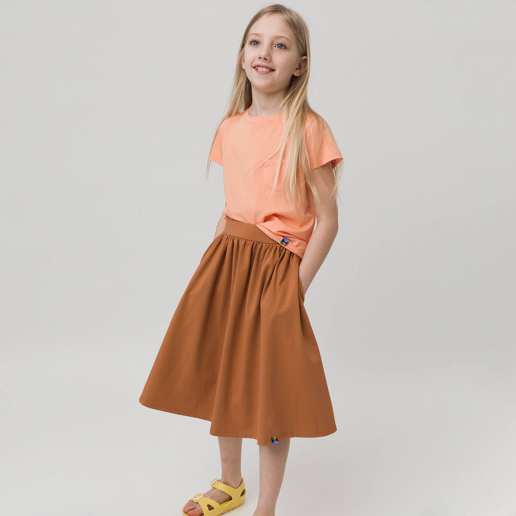 Caramel midi skirt with pockets