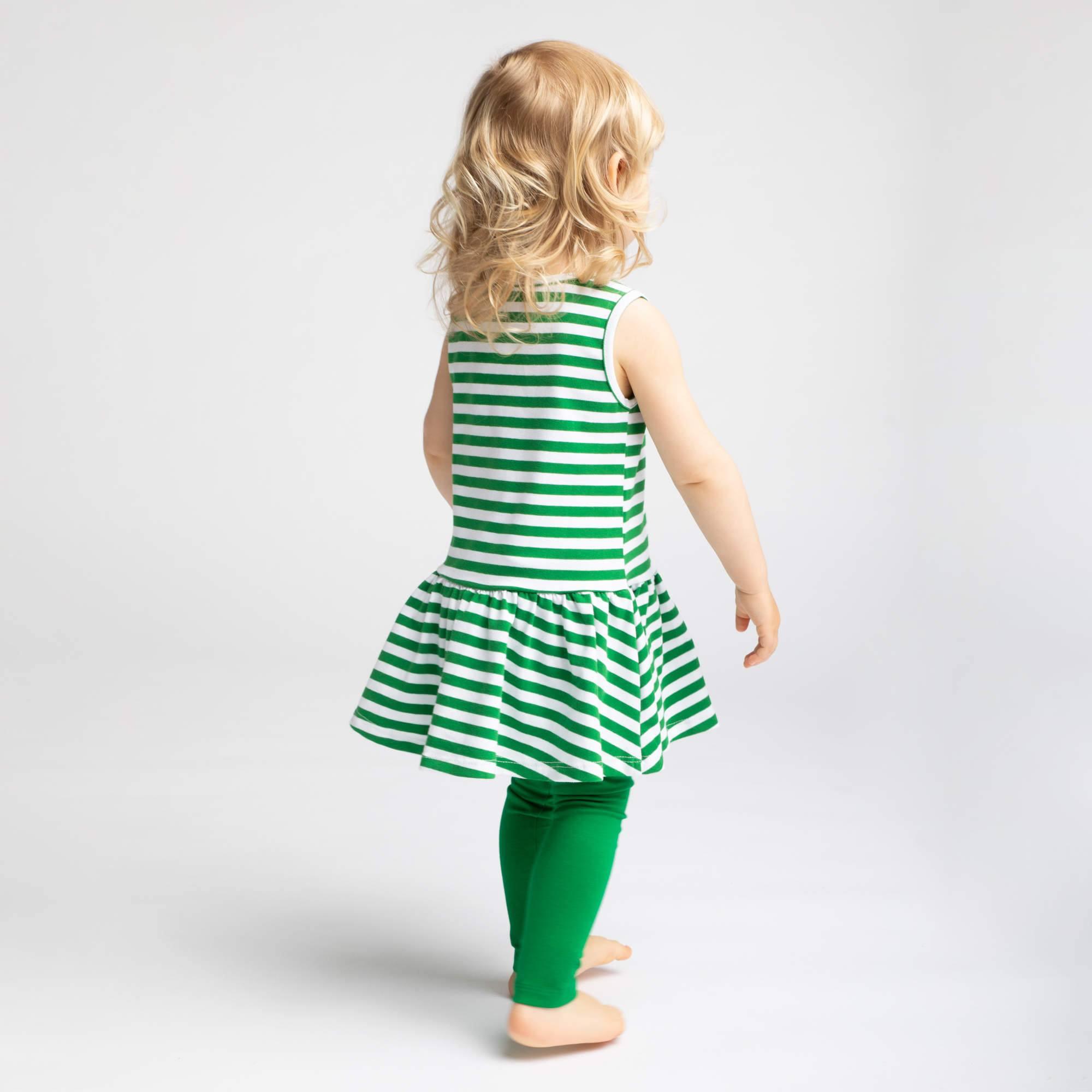 Green stripes sleeveless dress