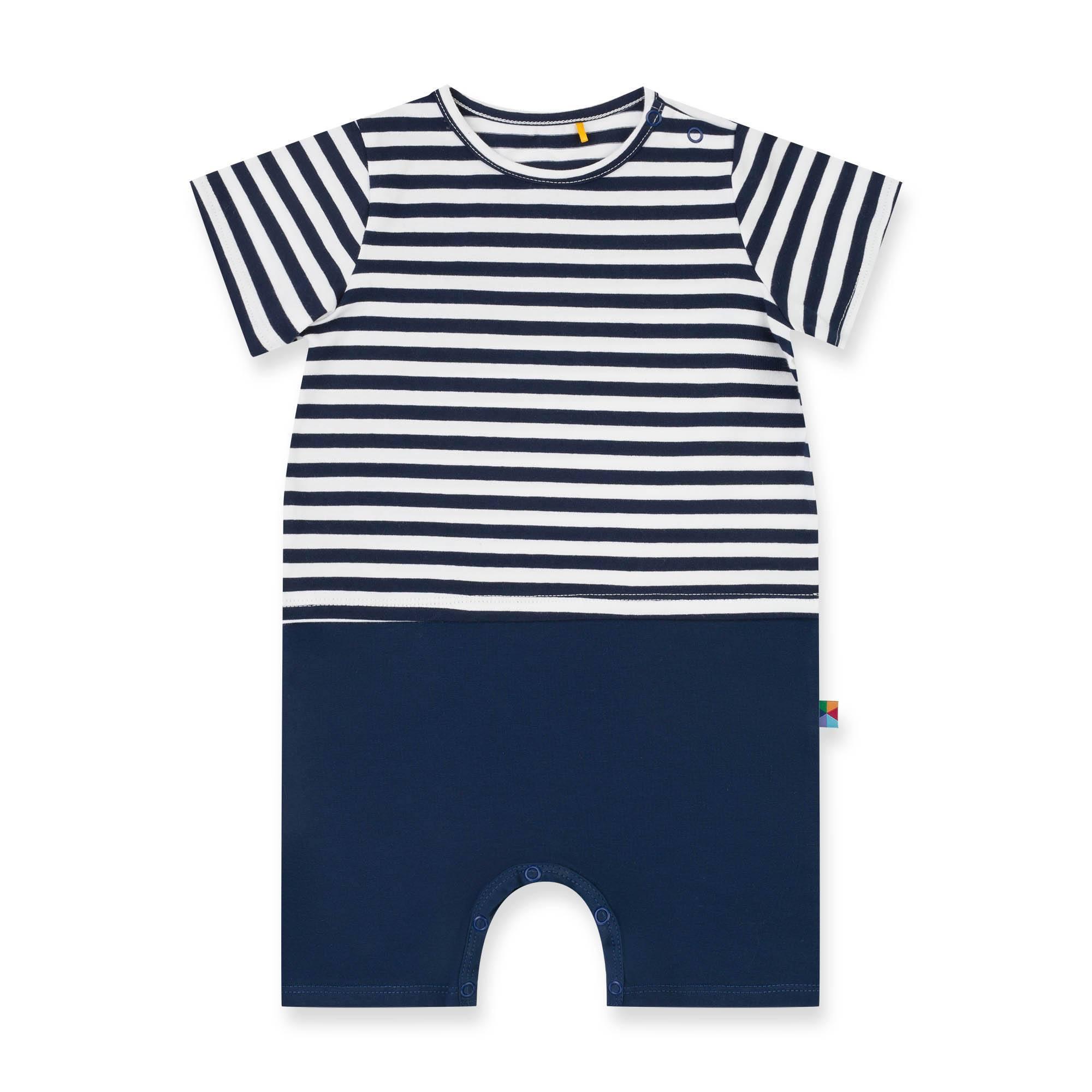 Navy blue stripes striped short sleeve romper Baby