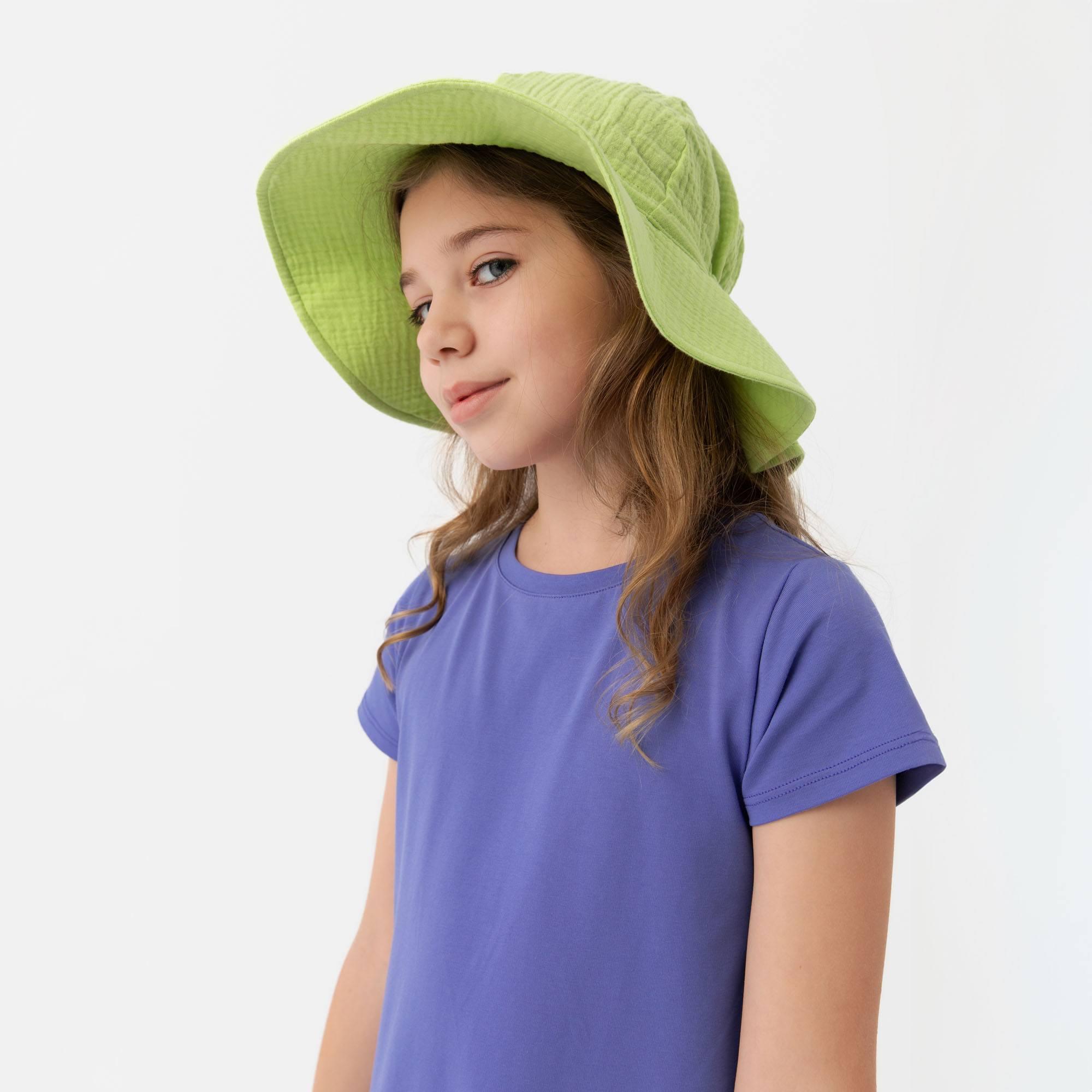 Lime muslin brimmed hat