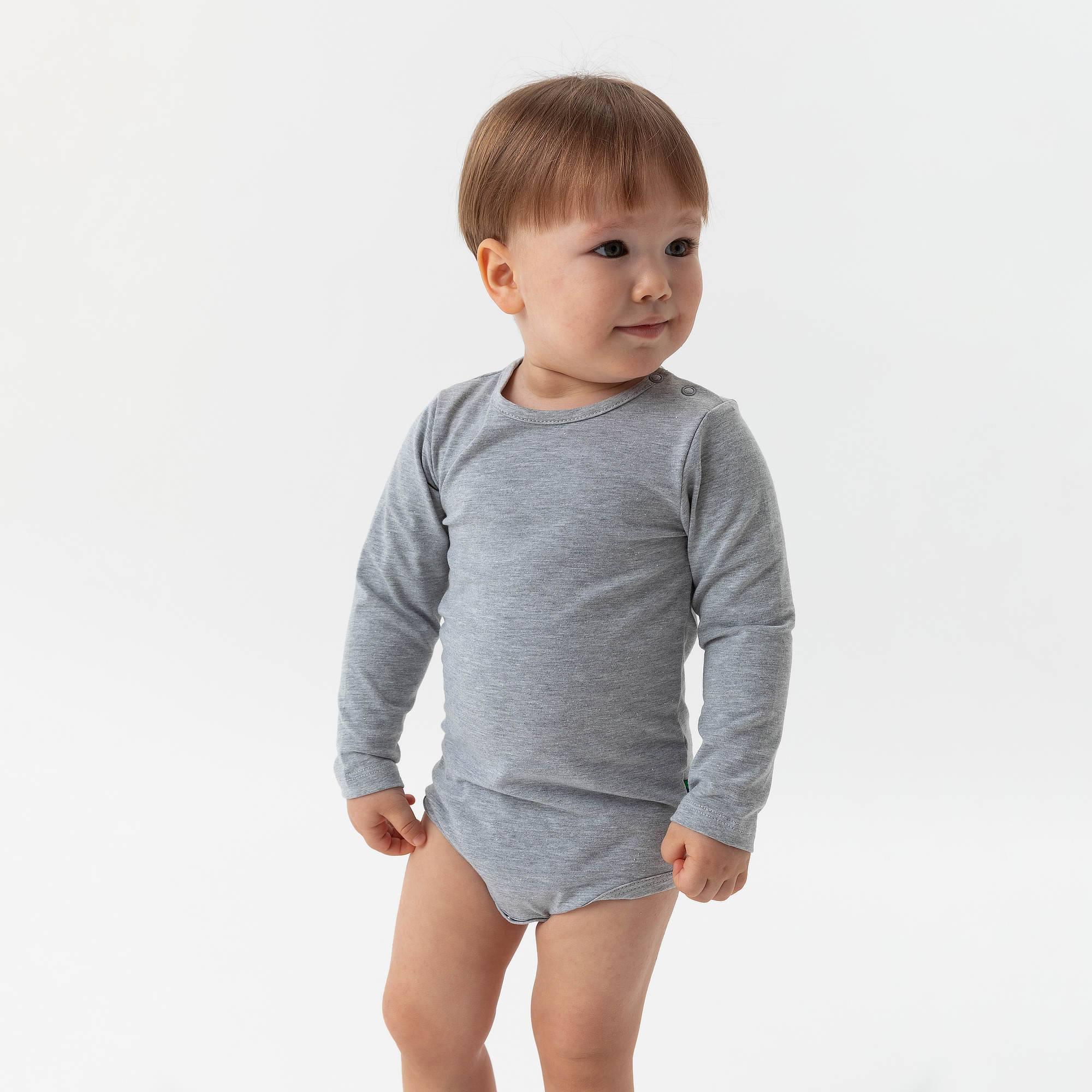 Grey melange long sleeve bodysuit