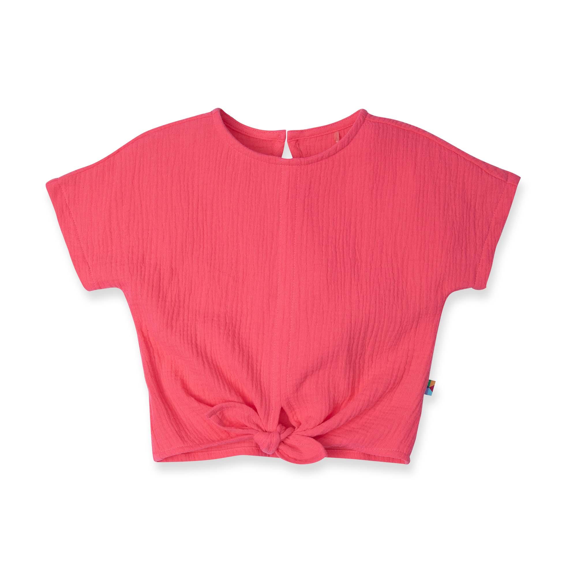 Coral muslin tied blouse