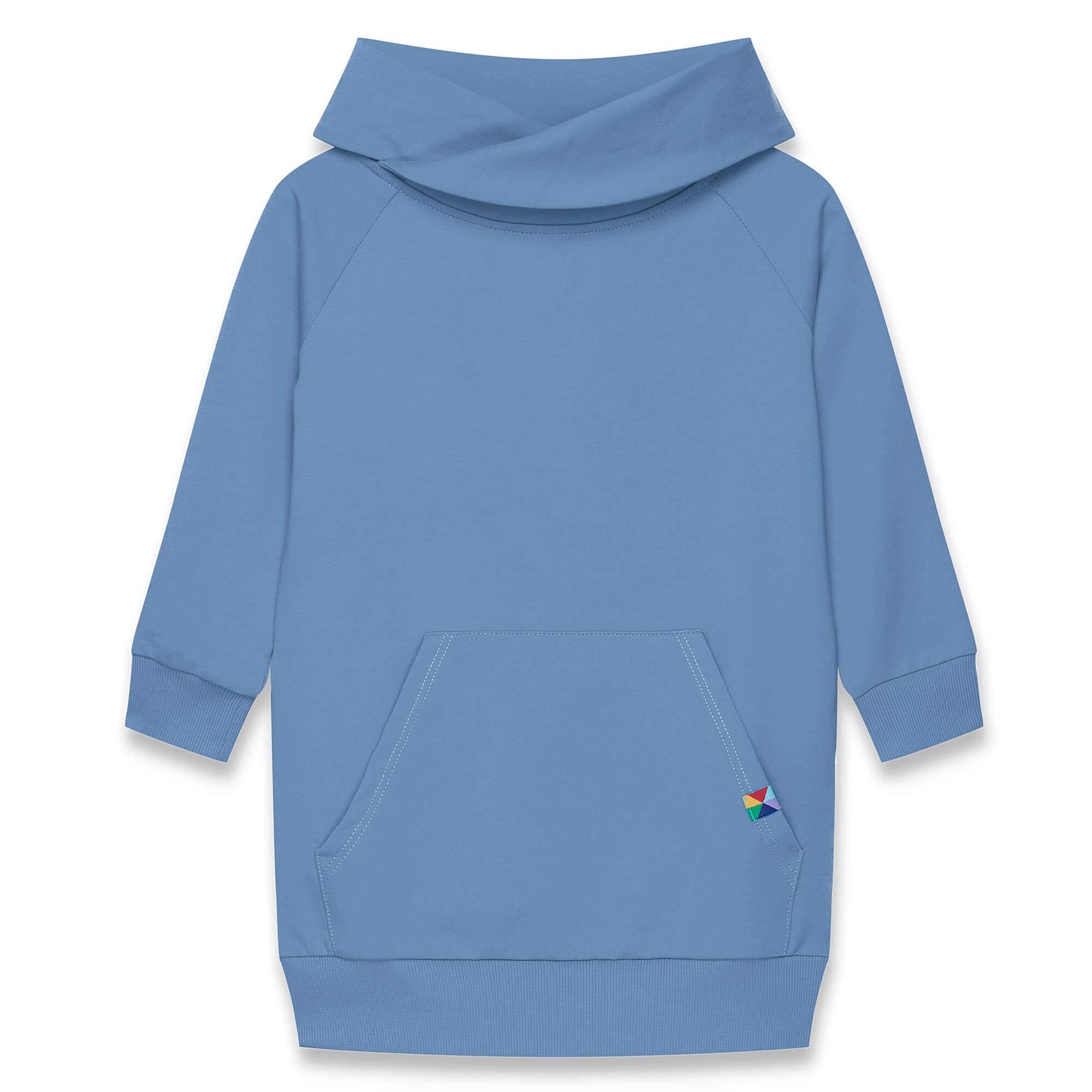 Sky blue long funnel neck pullover sweatshirt