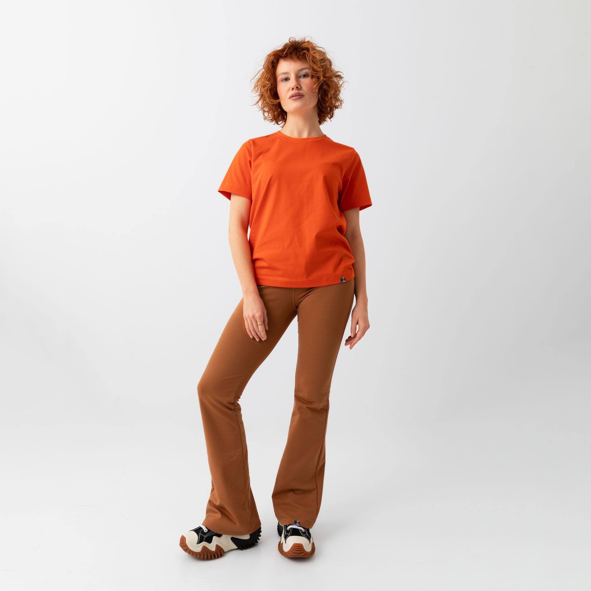 Caramel bell-bottom pants Women