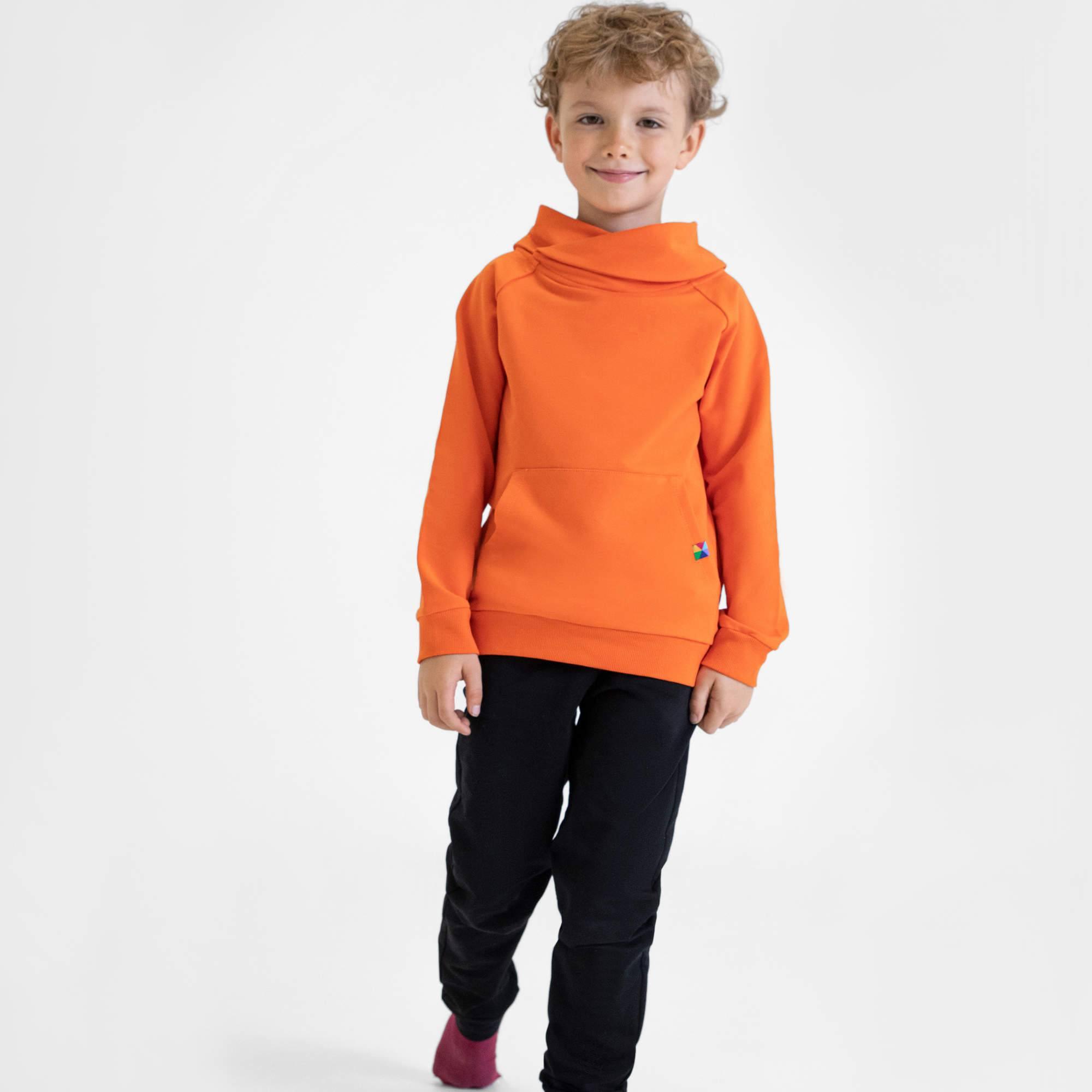 Orange funnel neck pullover sweatshirt