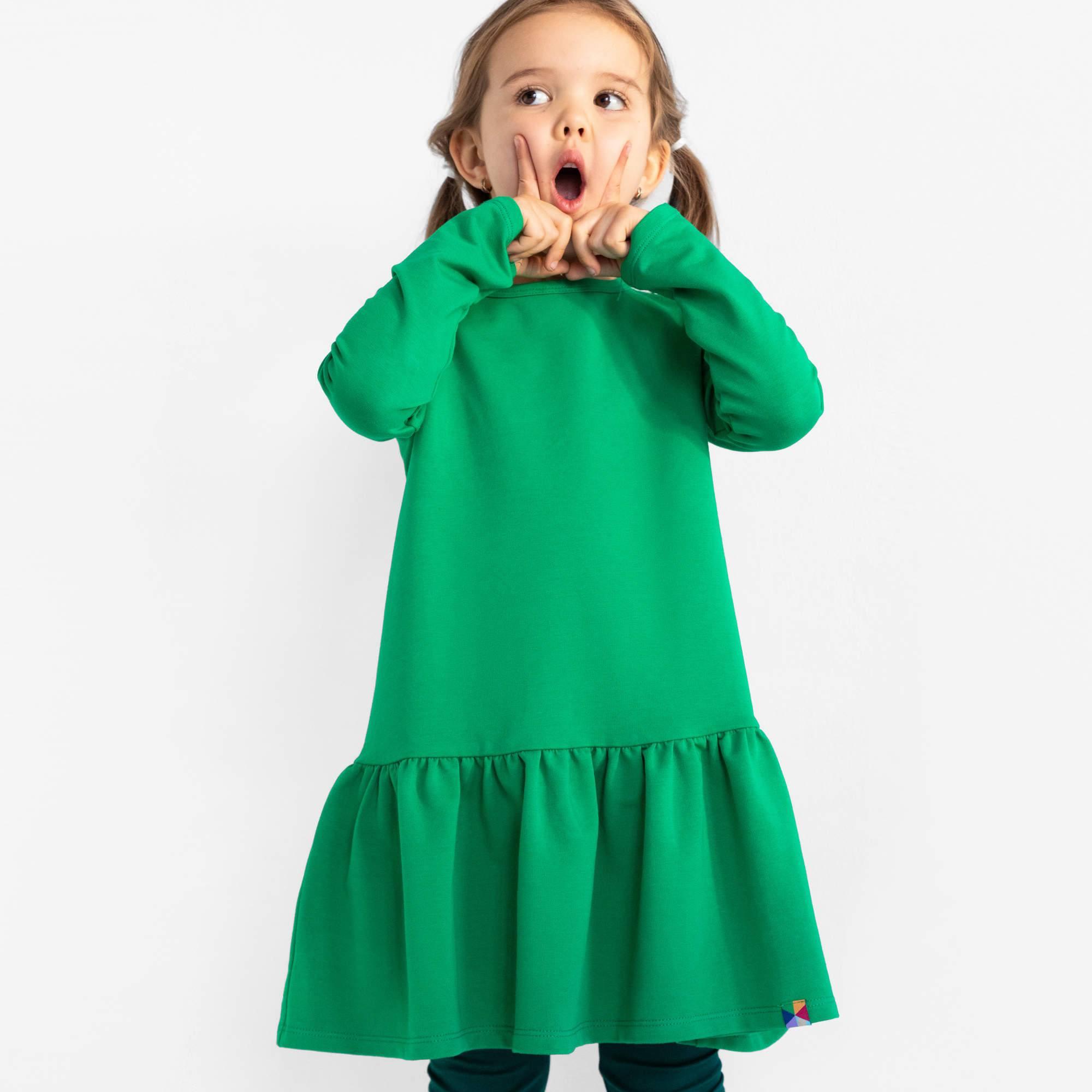 Green flared sweatshirt dress