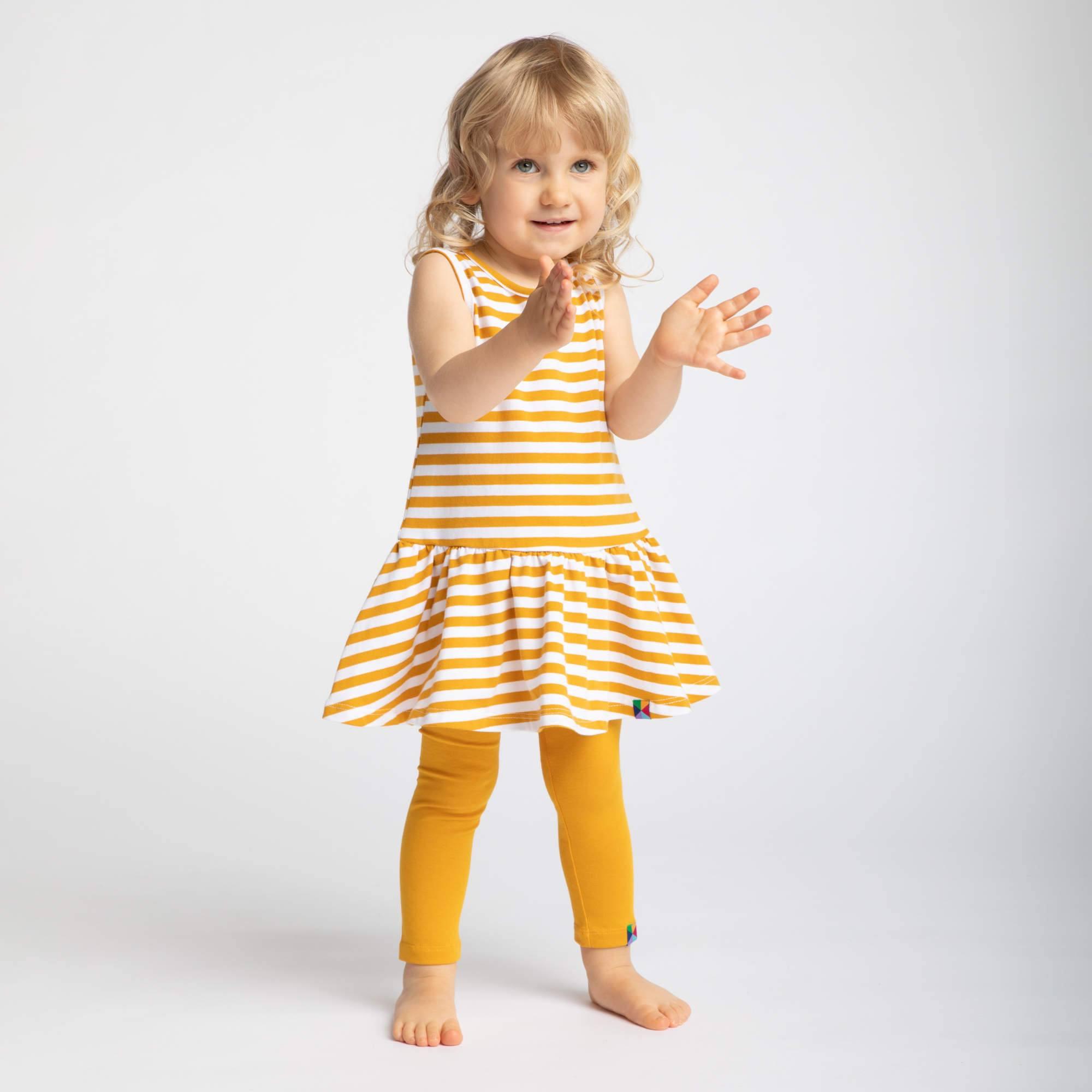 Mustard stripes sleeveless dress