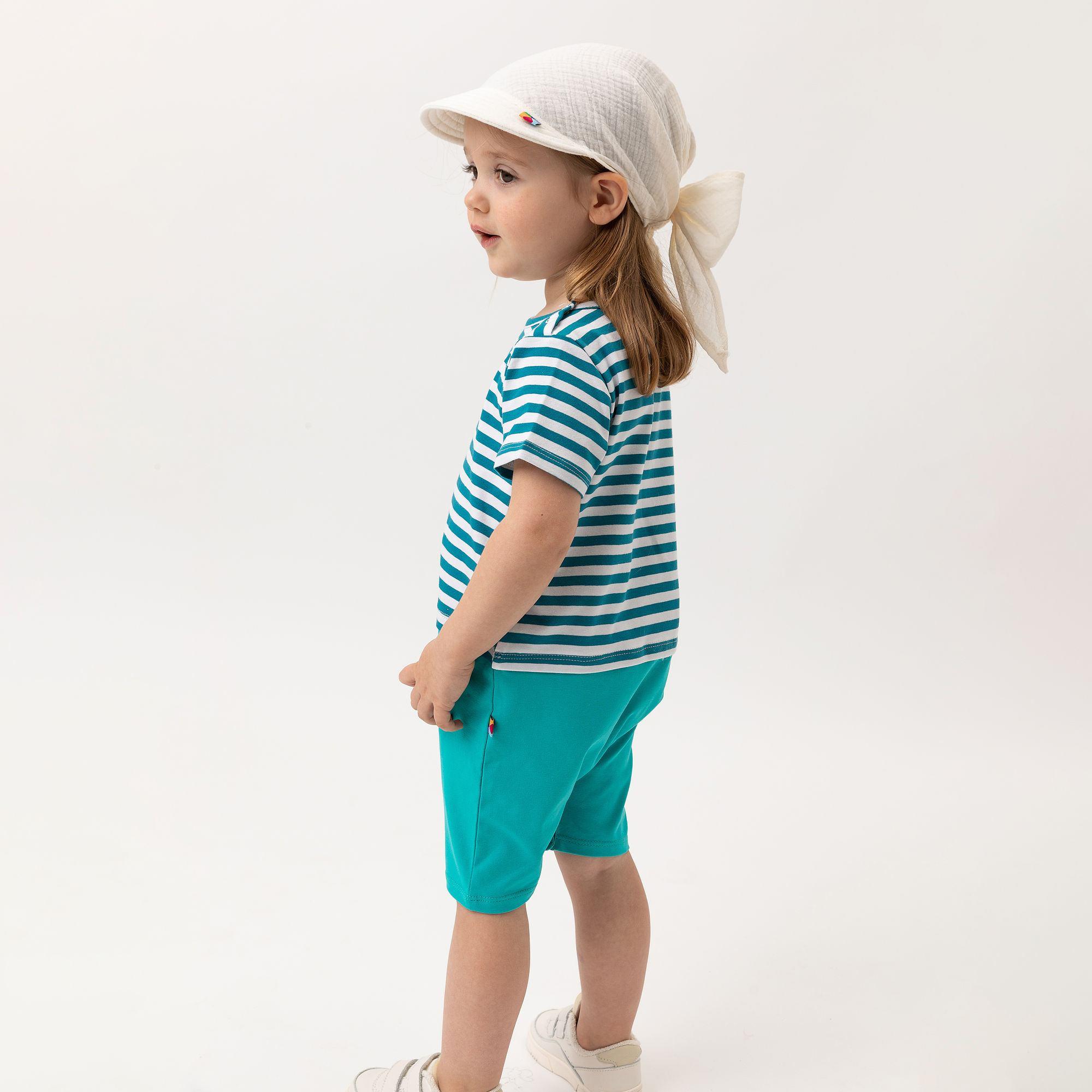 Turquoise stripes striped short sleeve romper Baby