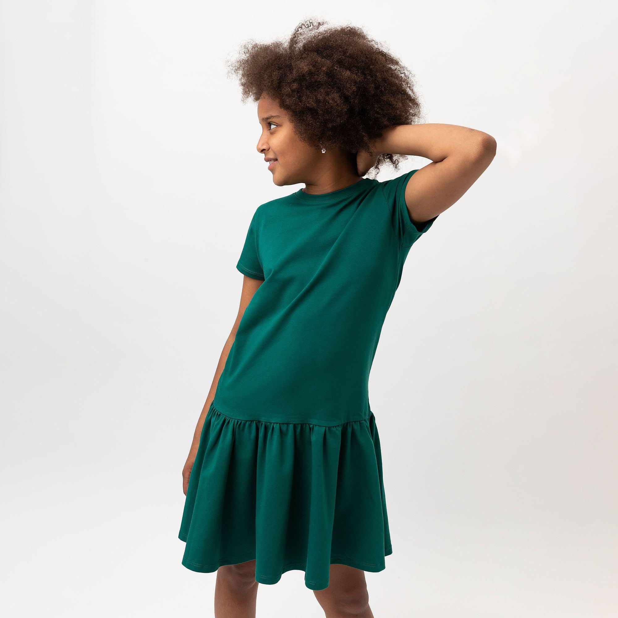 Bottle-green frill dress Junior