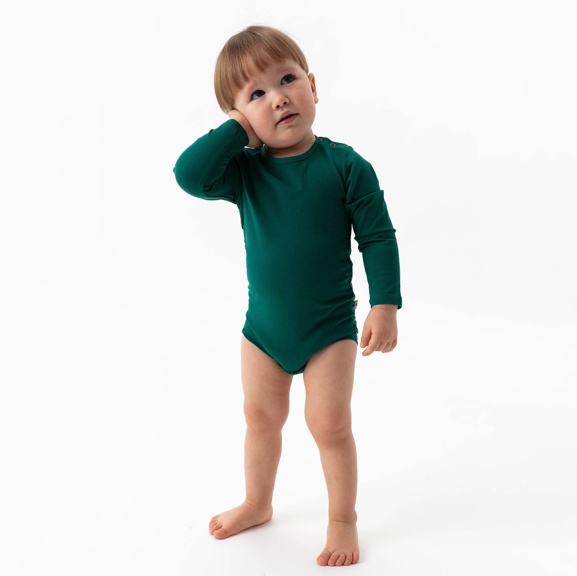 Bottle-green long sleeve bodysuit