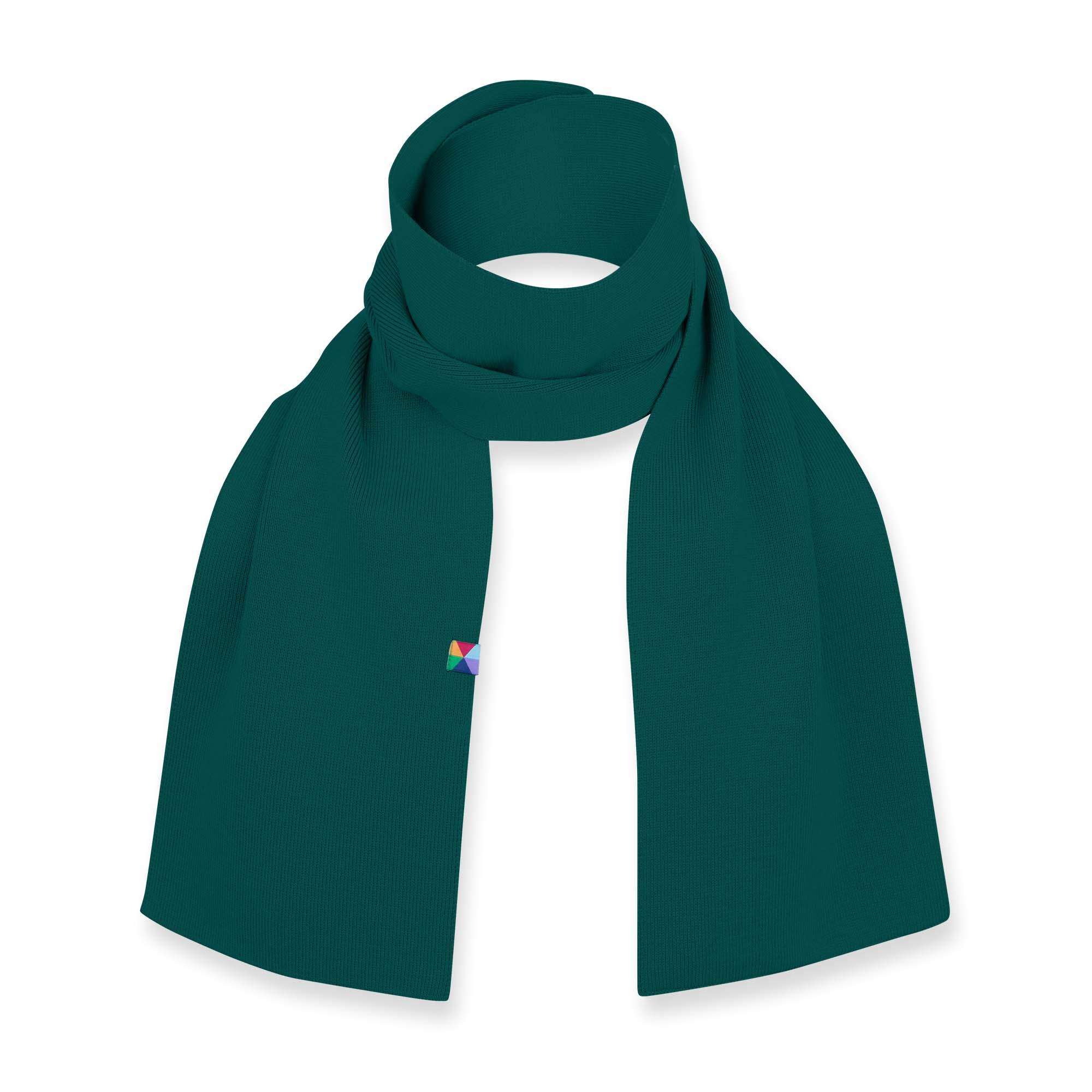 Bottle-green fine knit merino wool scarf kids